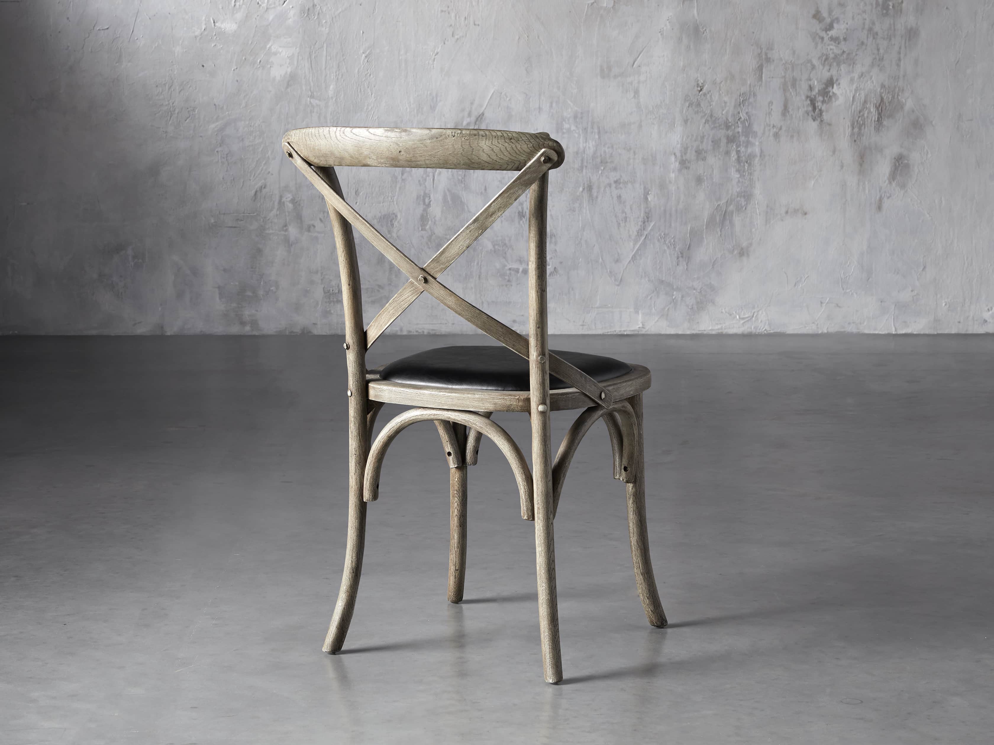Cadence 20" Dining Side Chair with Faux Black Leather Seat in Stone Vintage, slide 3 of 8
