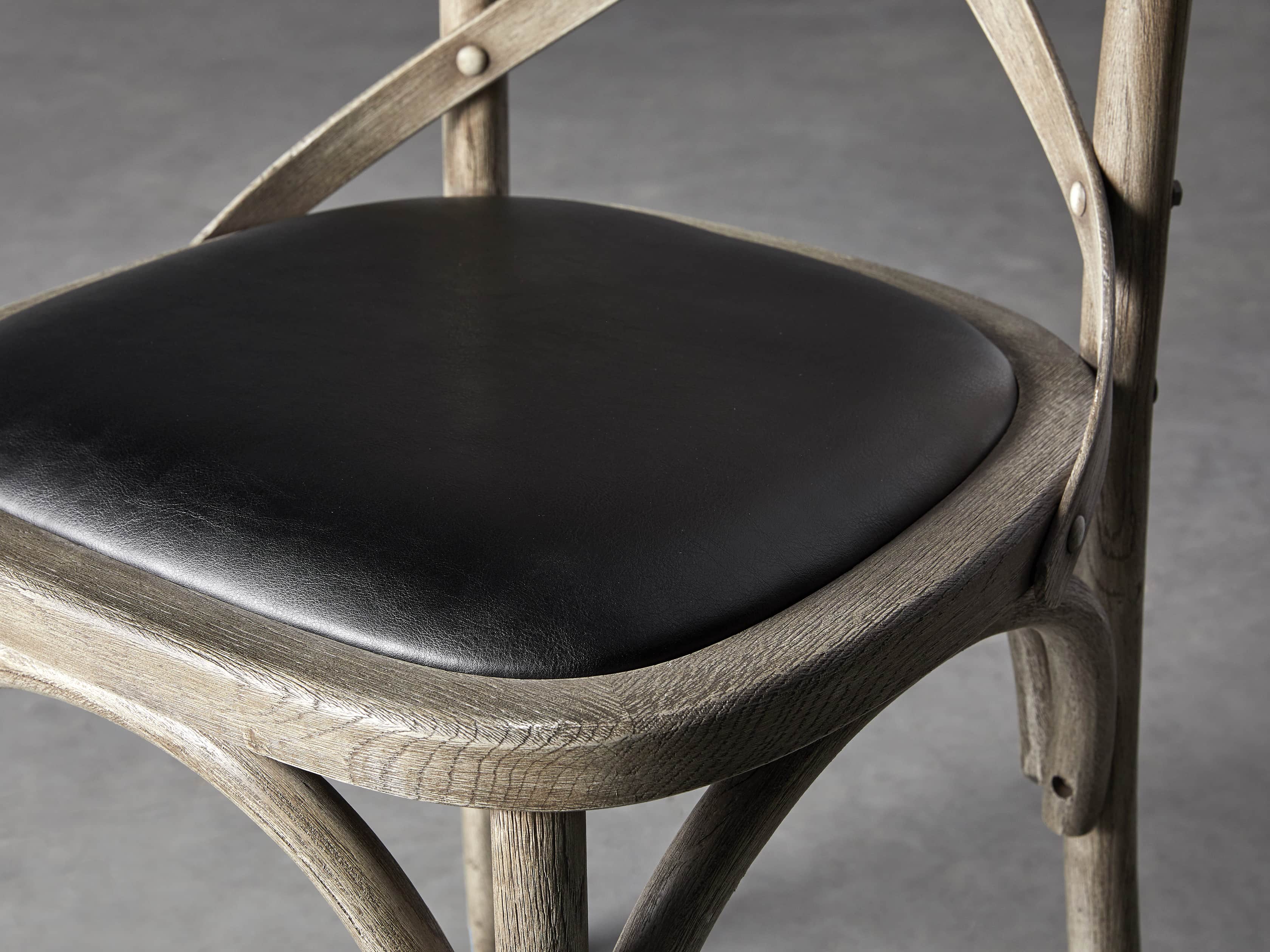 Cadence 20" Dining Side Chair with Faux Black Leather Seat in Stone Vintage, slide 6 of 8