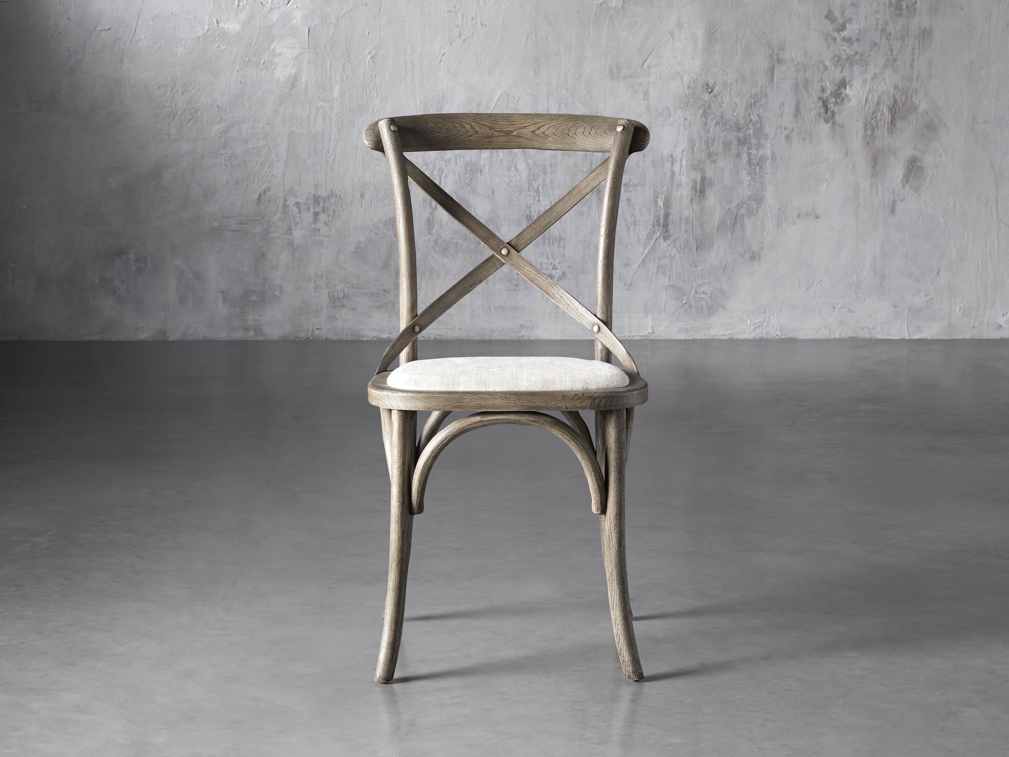 Cadence Dining Side Chair with Linen Seat in Stone Vintage