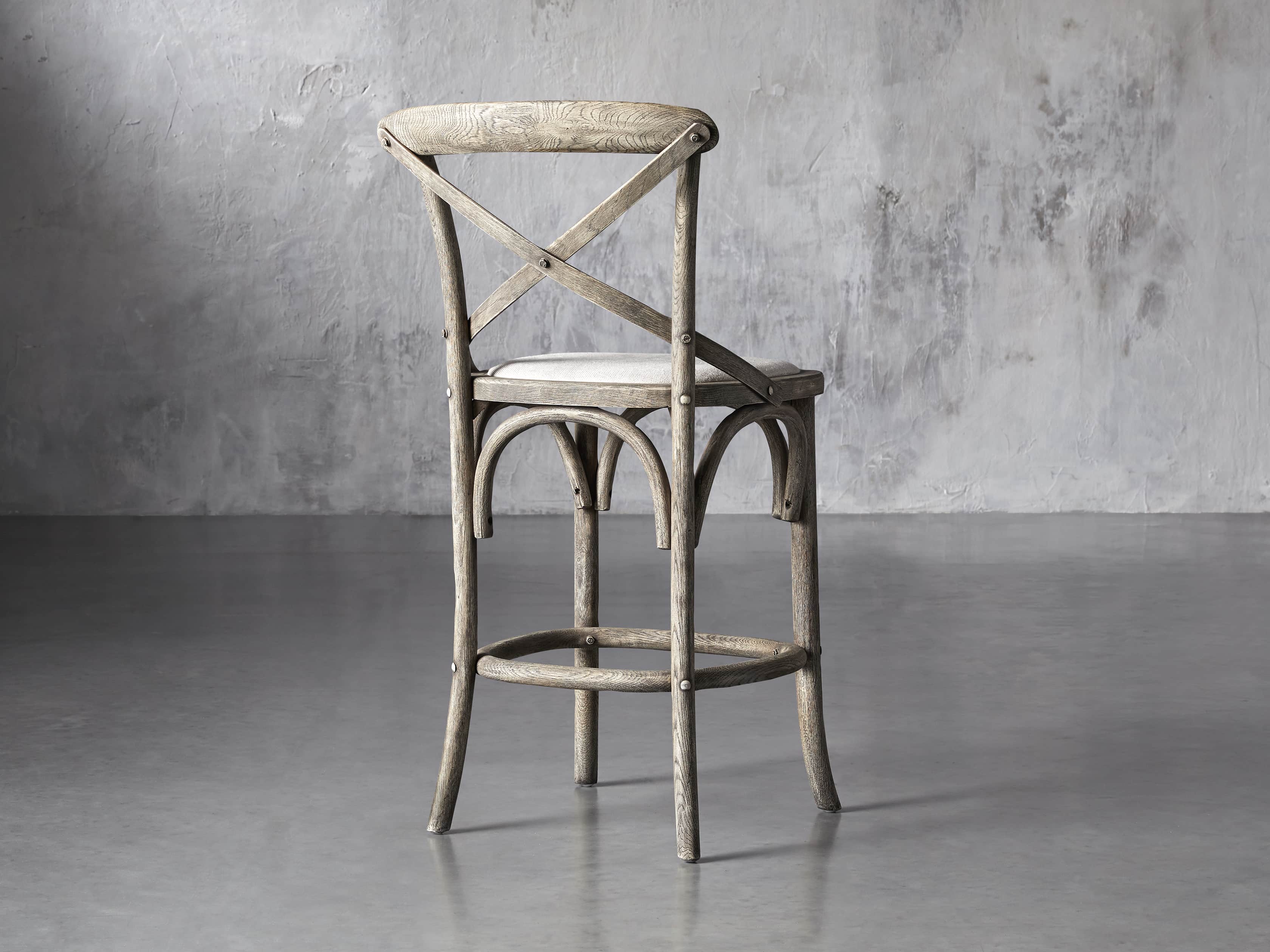 Cadence Counter Stool with Linen Seat in Stone Vintage, slide 4 of 8