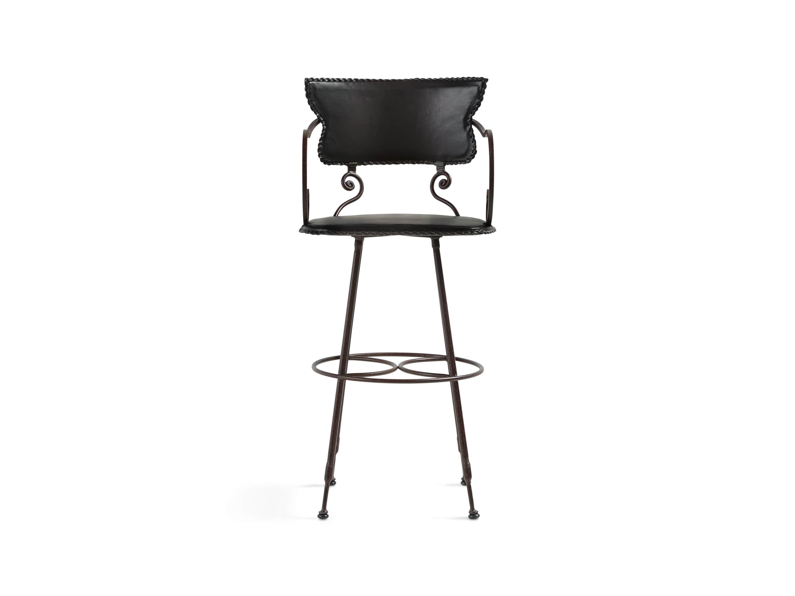 Cafe Leather 20" Iron Swivel Bar Stool