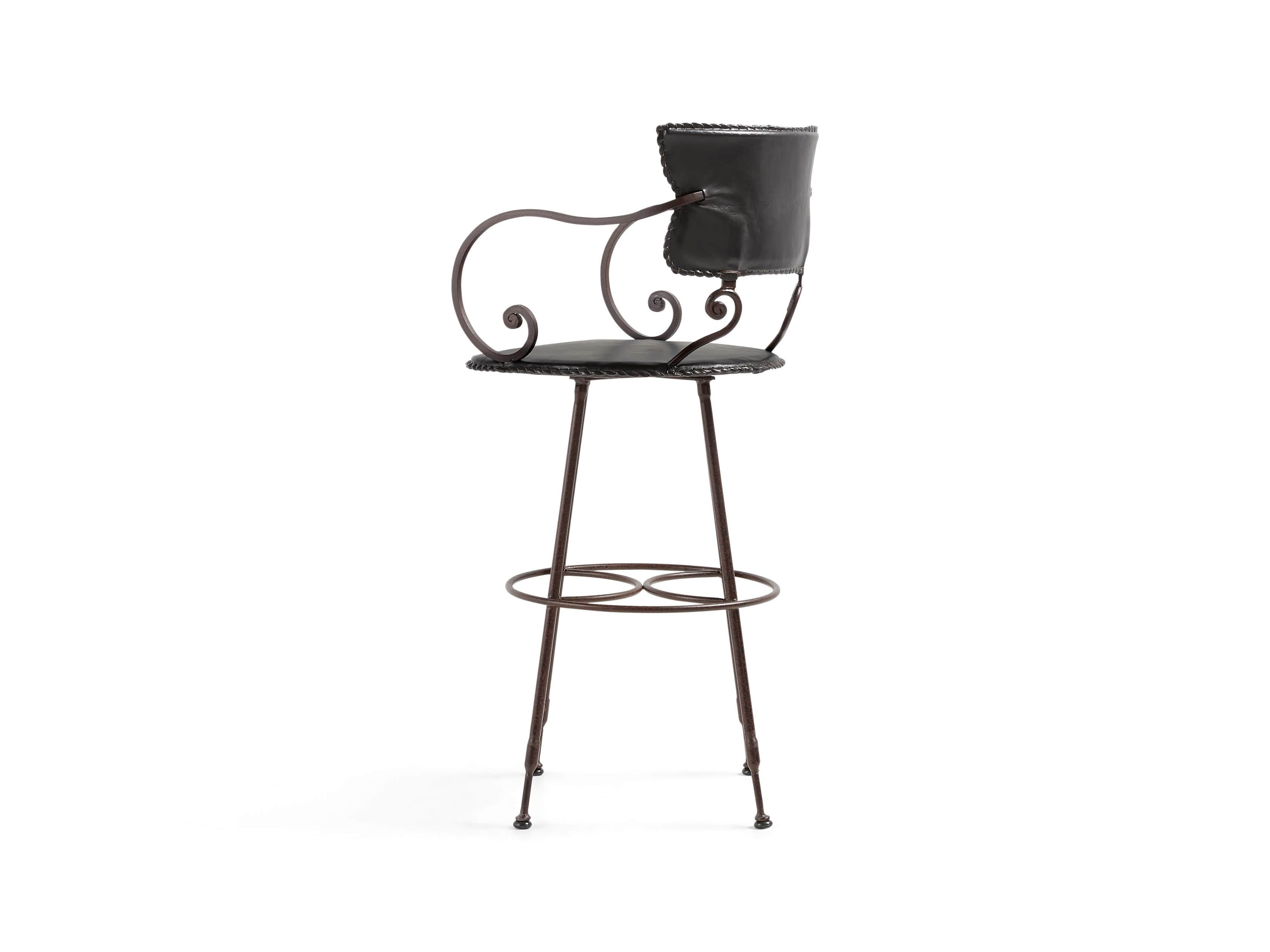 Cafe Leather 20" Iron Swivel Bar Stool