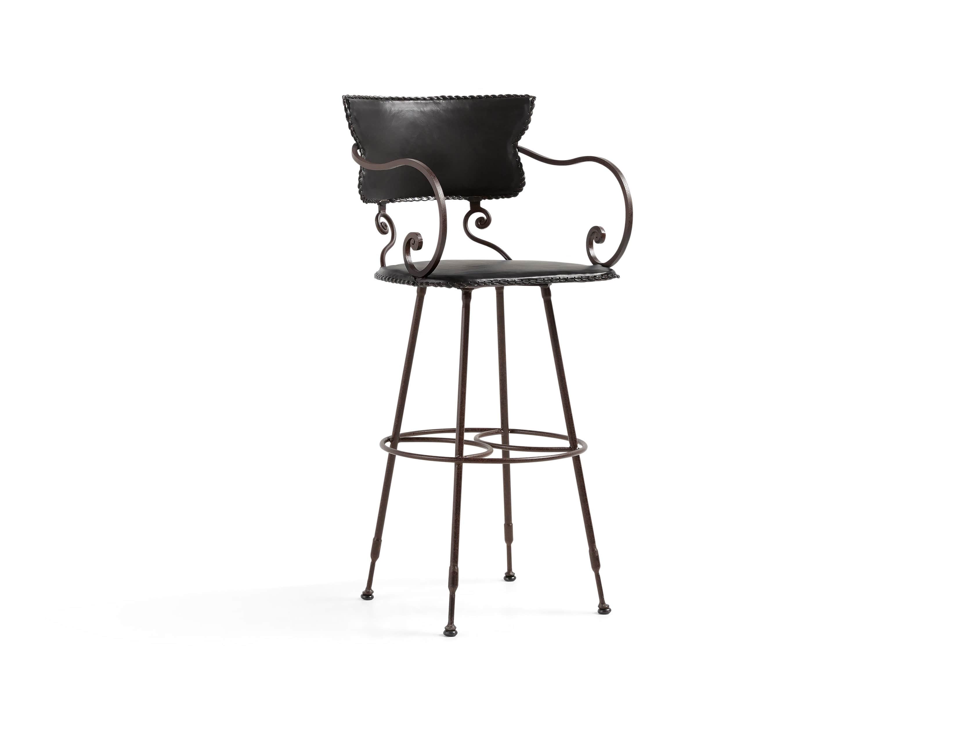 Cafe Leather 20" Iron Swivel Bar Stool
