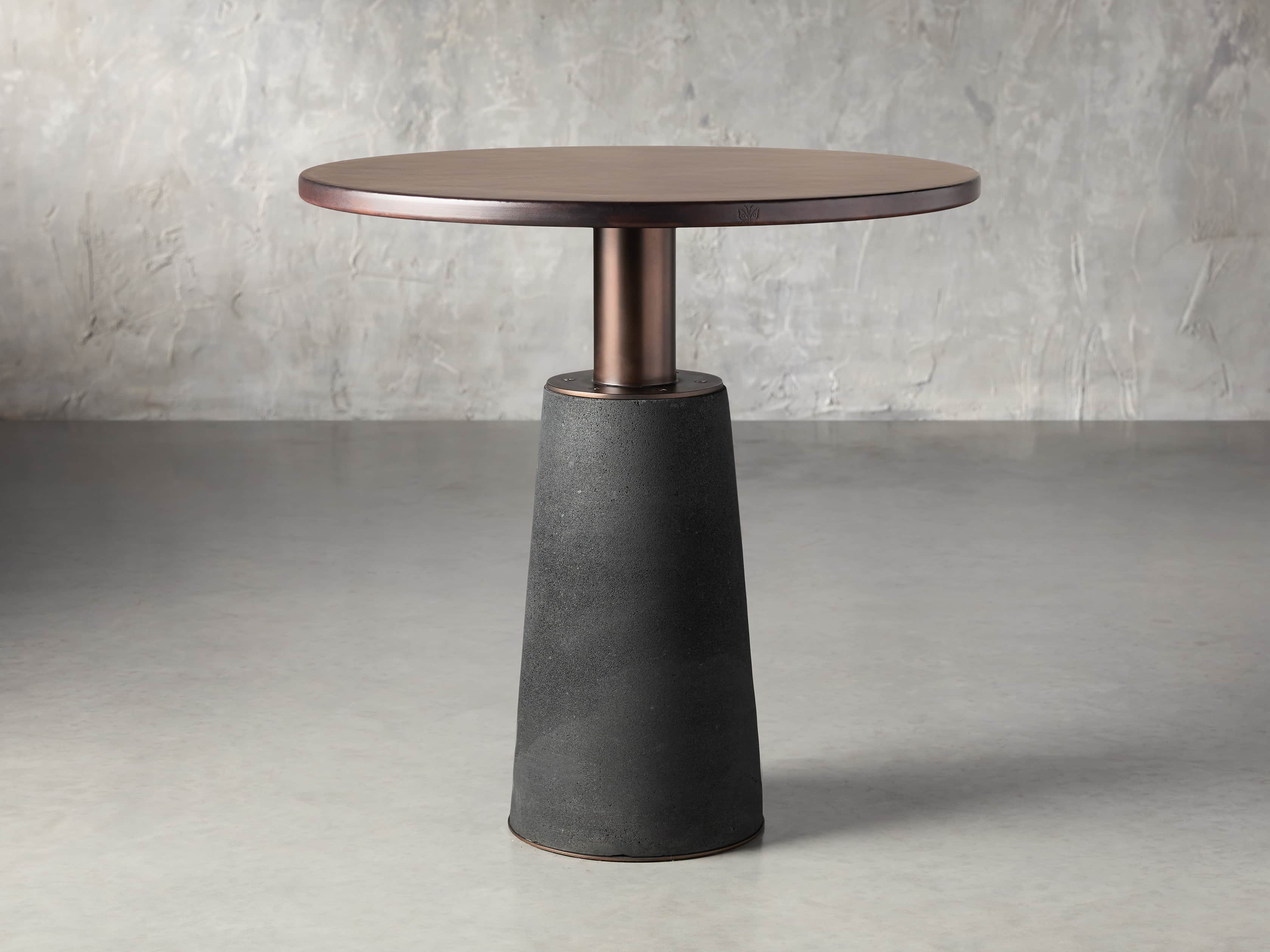 View the Recycled Metal Counter Table with Kamilah Base | Variant: CHOCOLATE COPPER