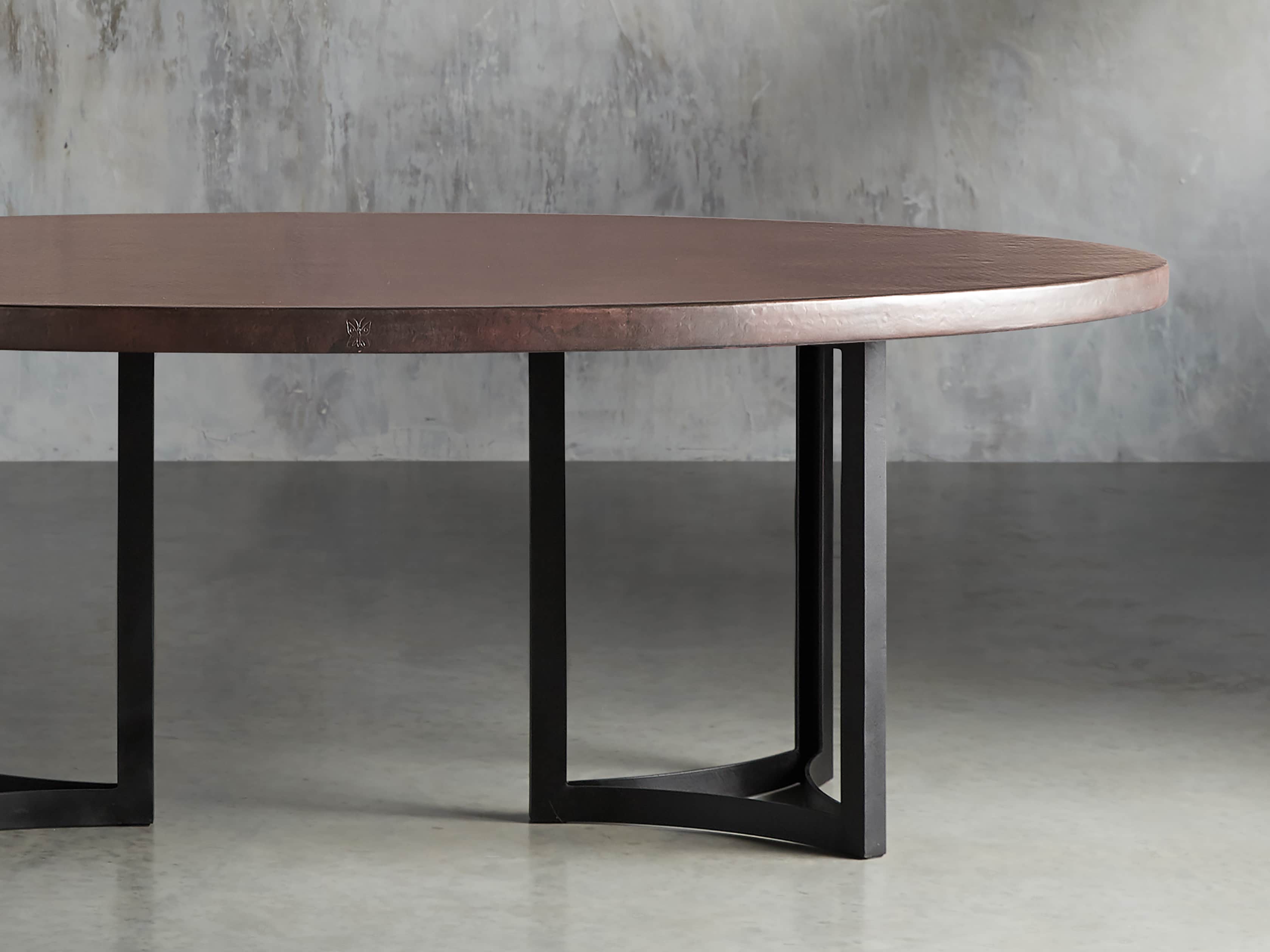 Recycled Metal Dining Table With Lyon Base Recycled Metal Dining Table With Lyon Base