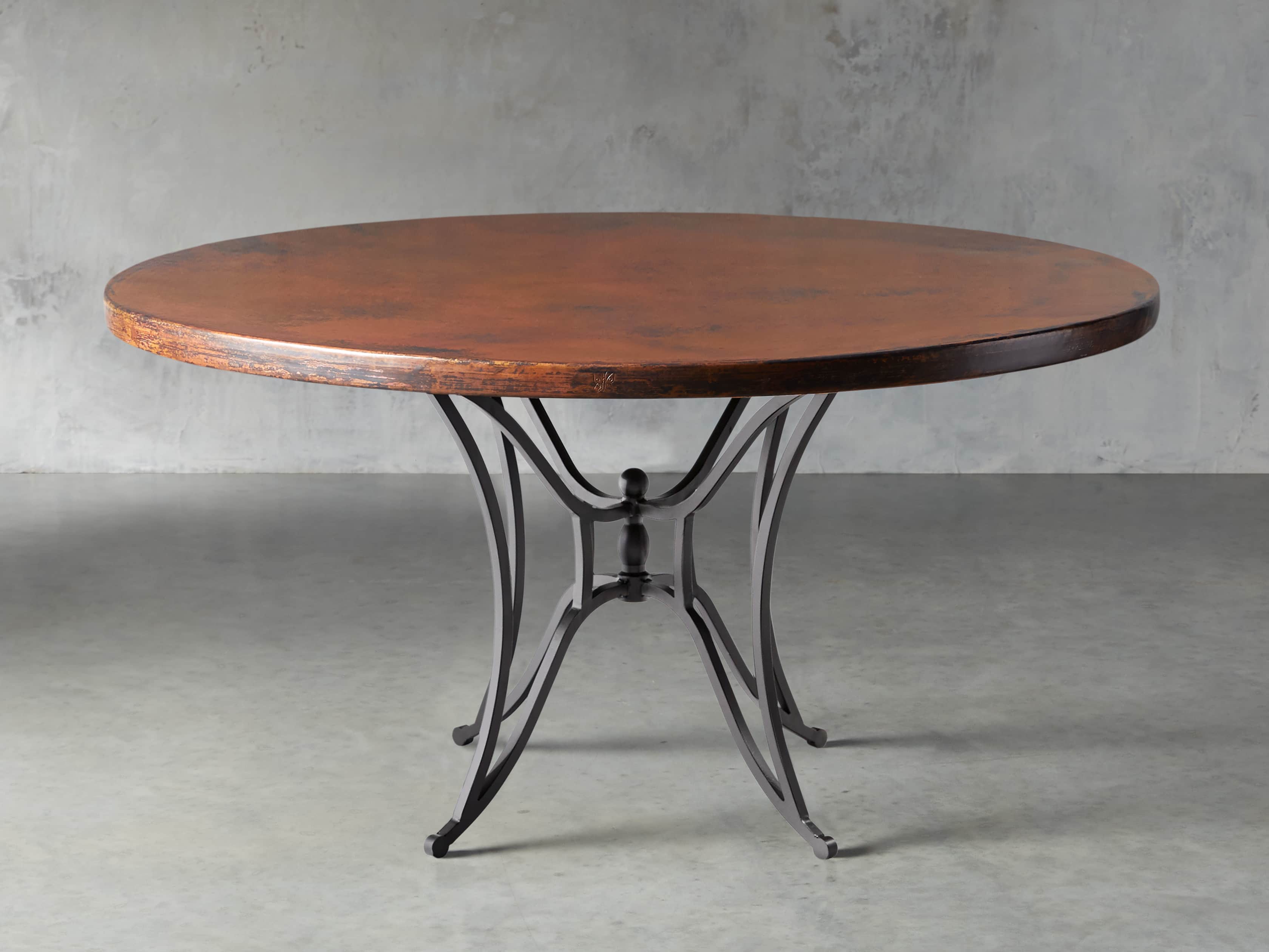 Copper 60" Round Table Top With Kenya Dining Base