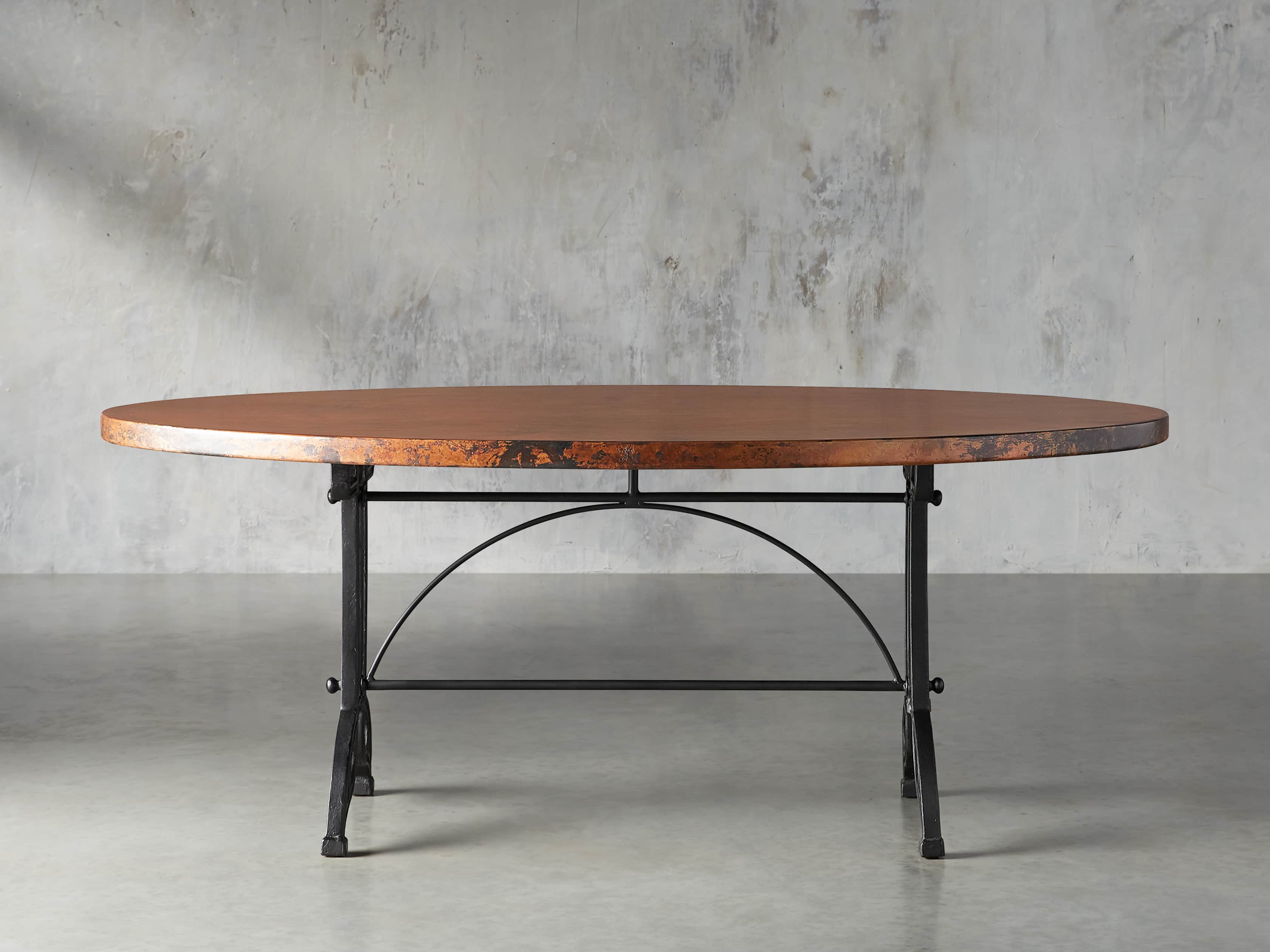 Copper 44" X 77" Oval Dining Table With Chantel Base, slide 2 of 7
