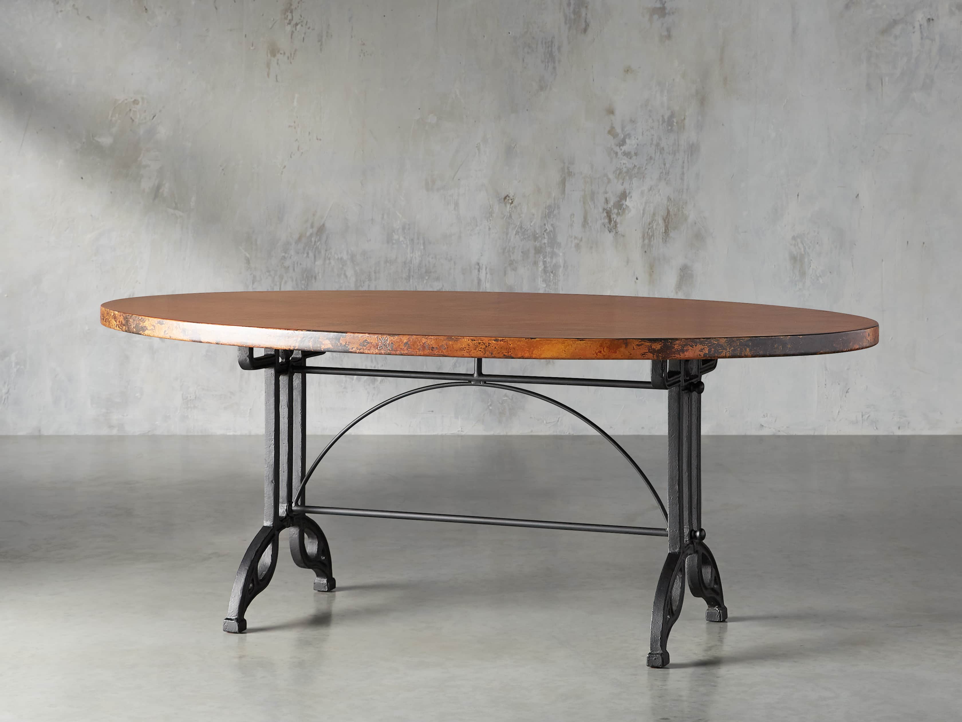 Copper 44" X 77" Oval Dining Table With Chantel Base, slide 3 of 7