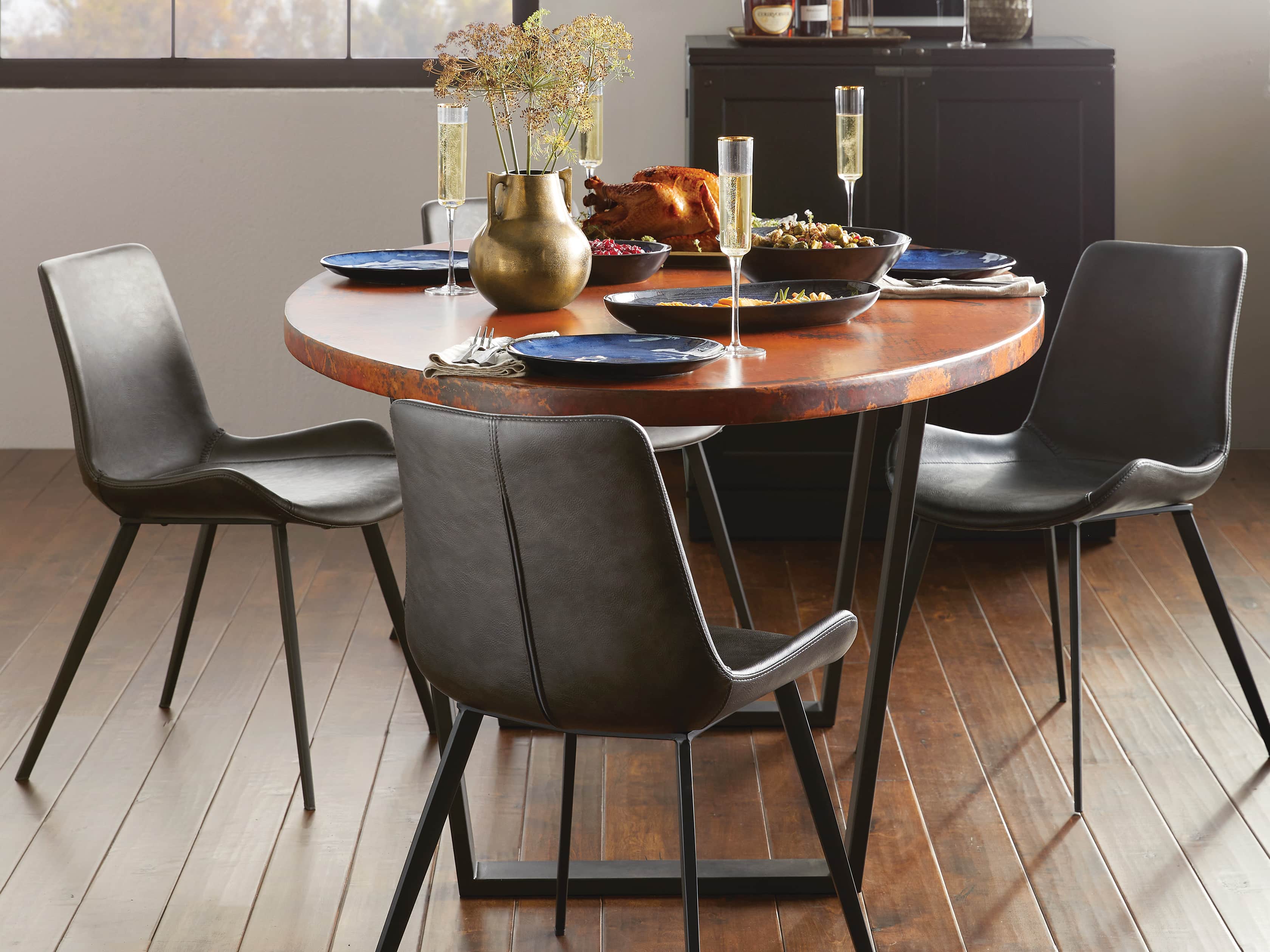 View the Recycled Metal Dining Table with Hardyn Base