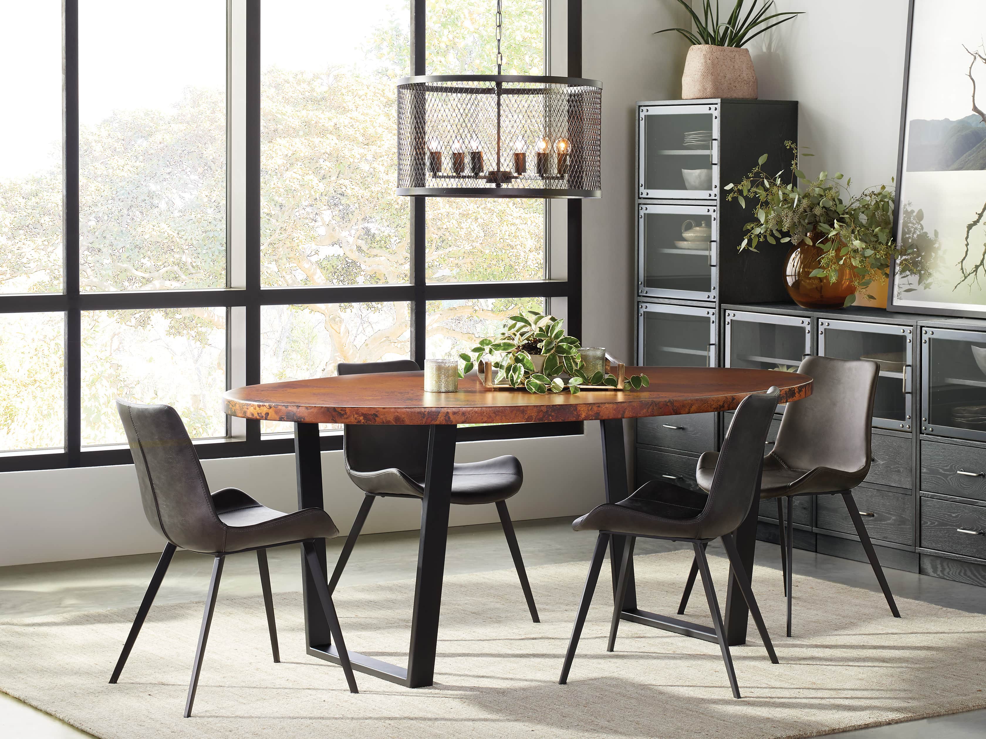 View the Recycled Metal Dining Table with Hardyn Base
