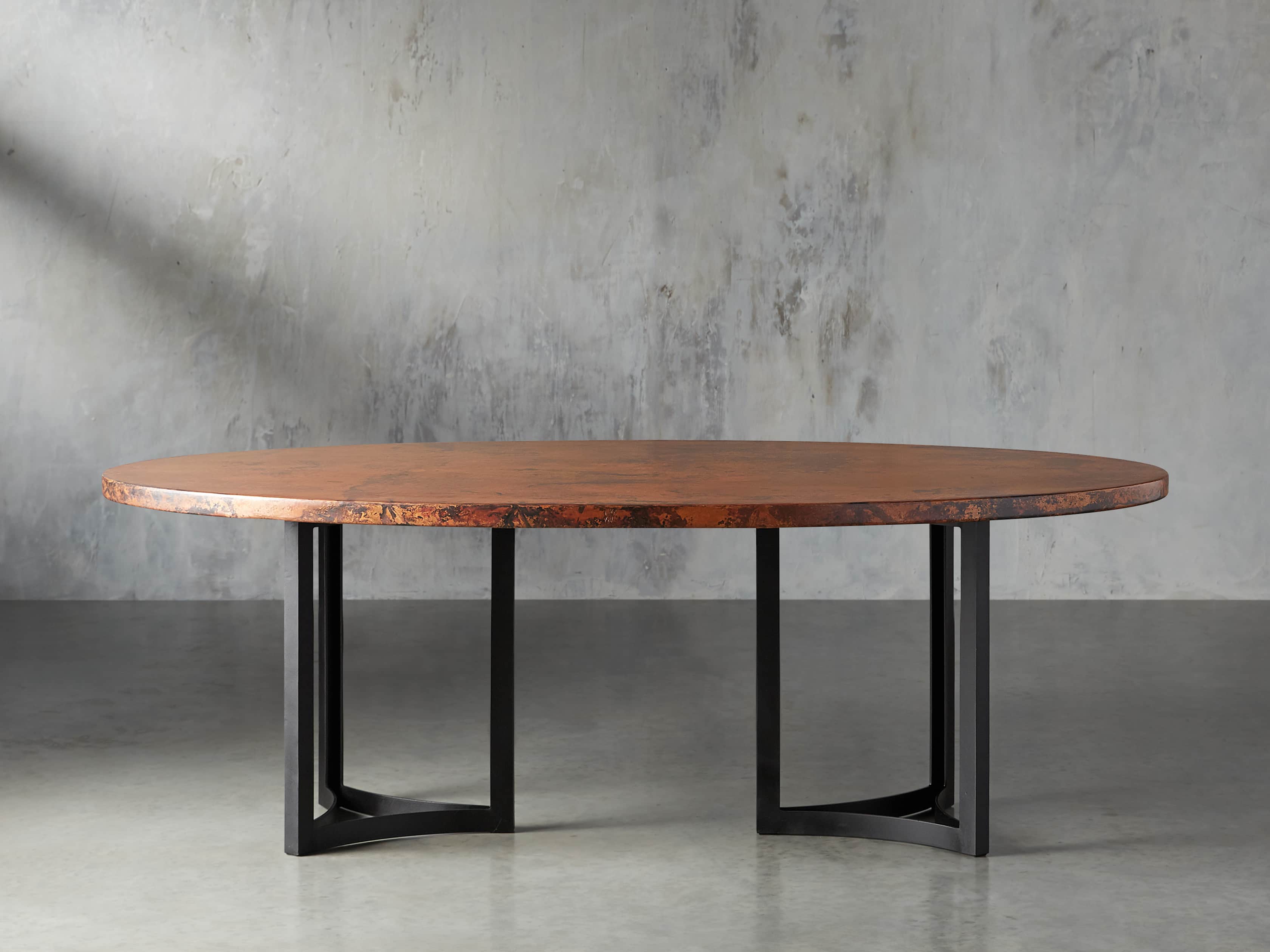 77" x 44" Copper Table with Lyon Base in Black, slide 3 of 10