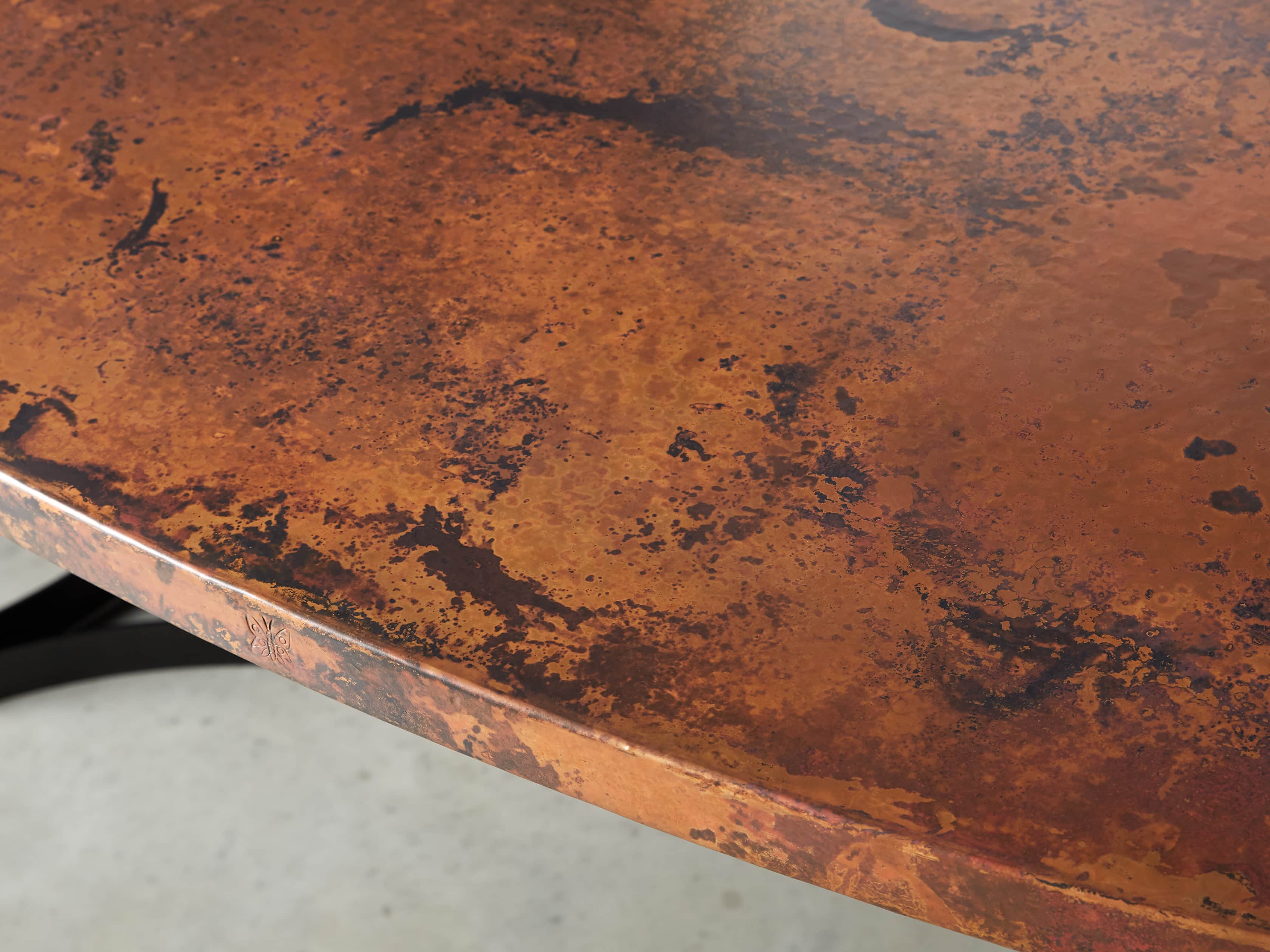 77" x 44" Copper Table with Lyon Base in Black, slide 7 of 10