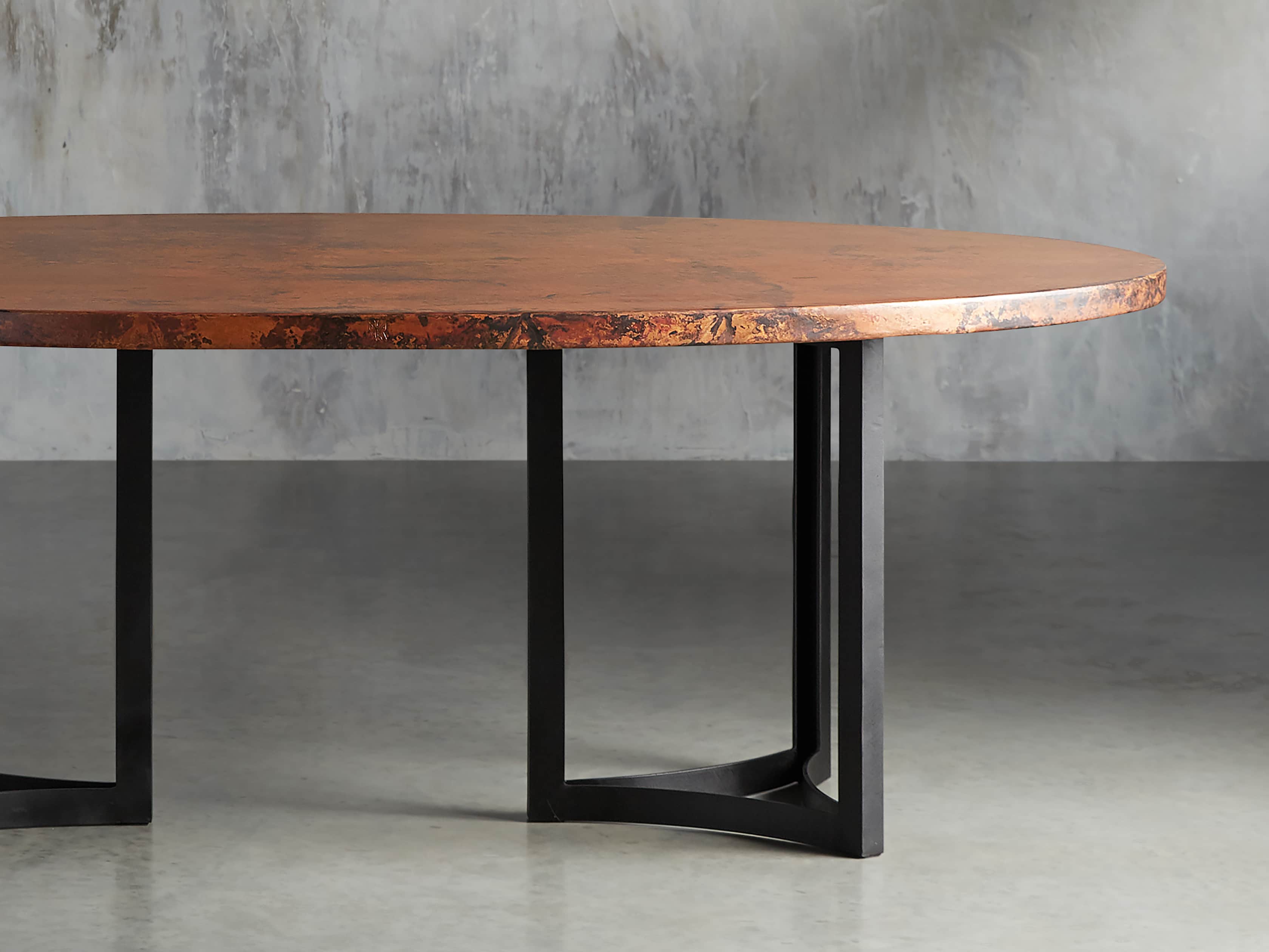 77" x 44" Copper Table with Lyon Base in Black, slide 2 of 10