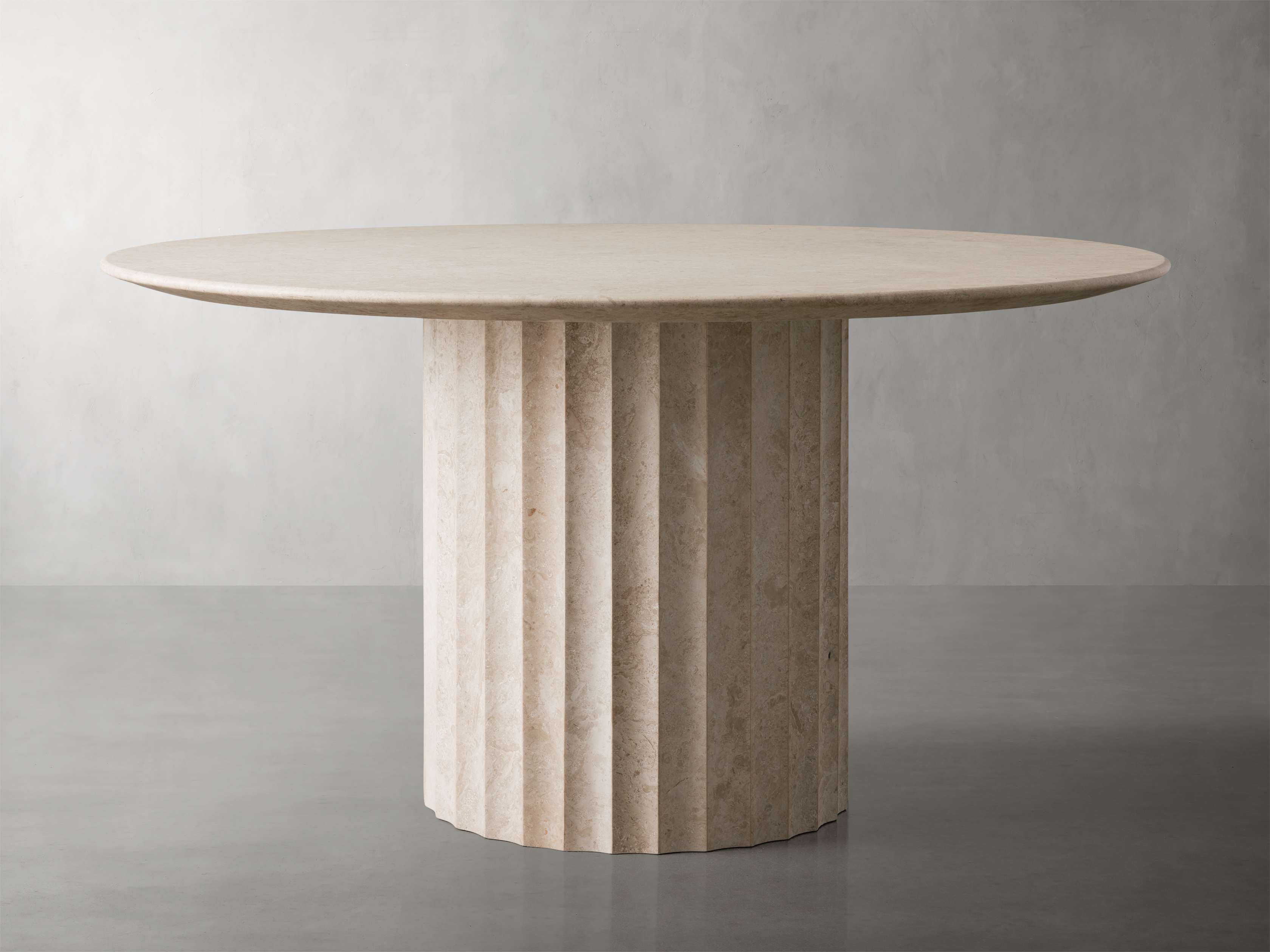 Danae Round Dining Table in Stone in Natural Arhaus