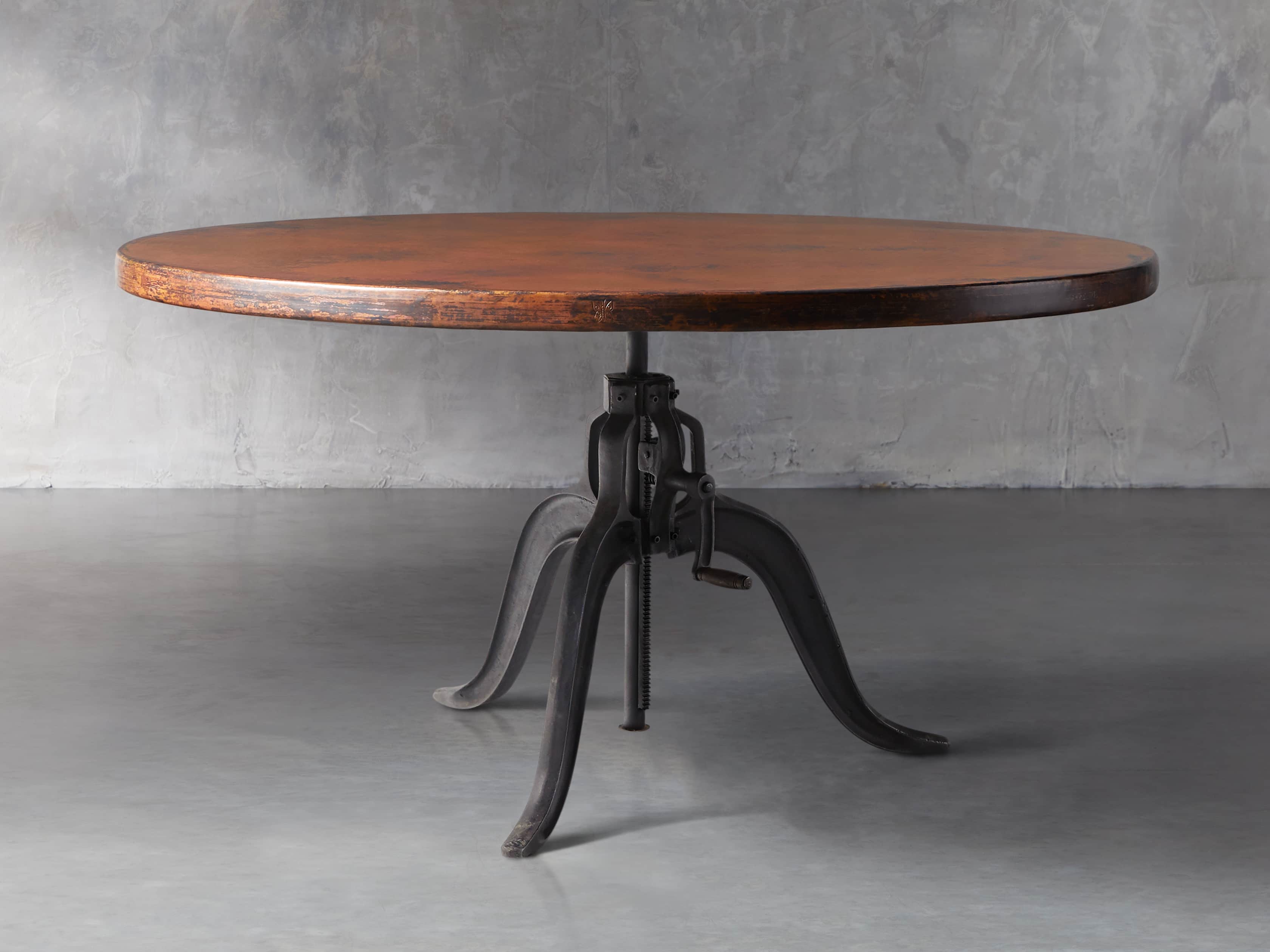 Recycled Metal Dining Table With Edison Base Arhaus Recycled Metal Dining Table With Edison, Metal Top Round Dining Table