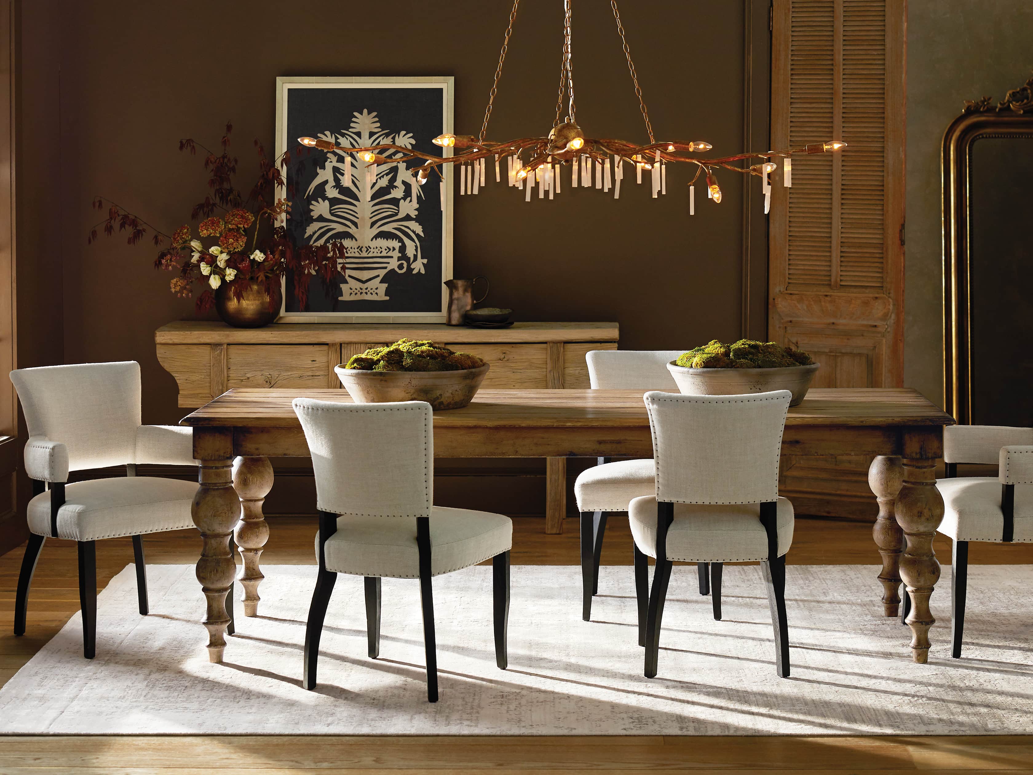 Fallyn Dining Arm Chair in Linen Natural, slide 1 of 12