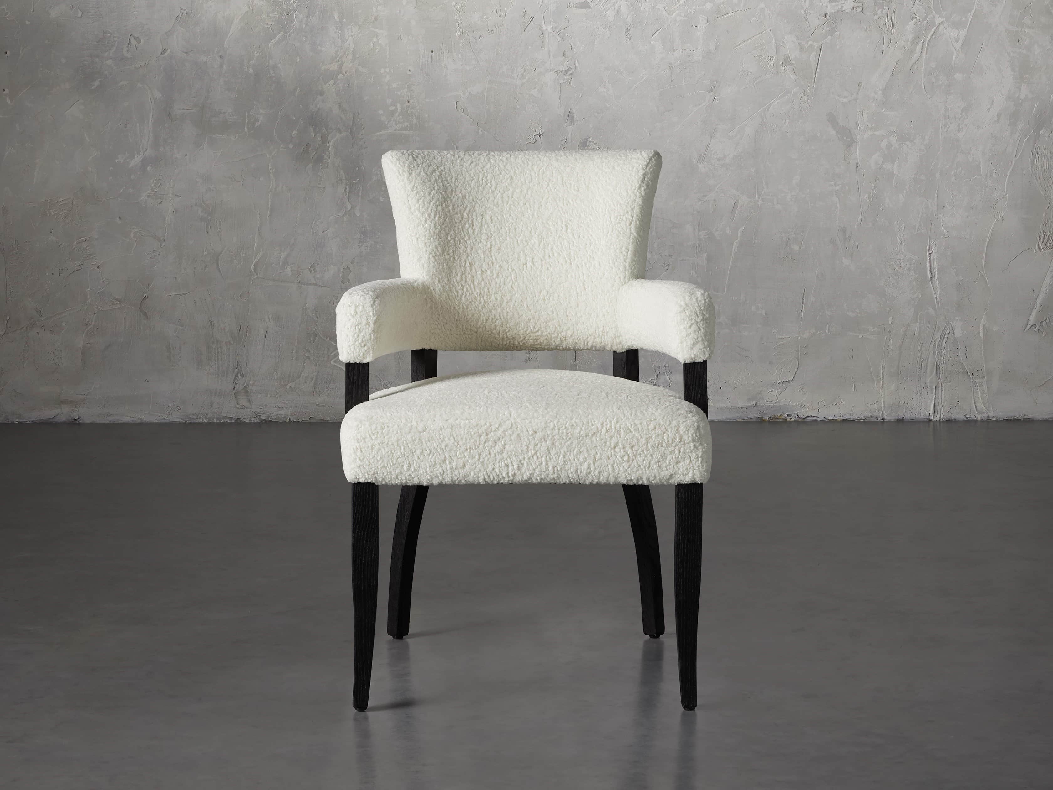 Fallyn 21" Dining Arm Chair in Faux Shearling
