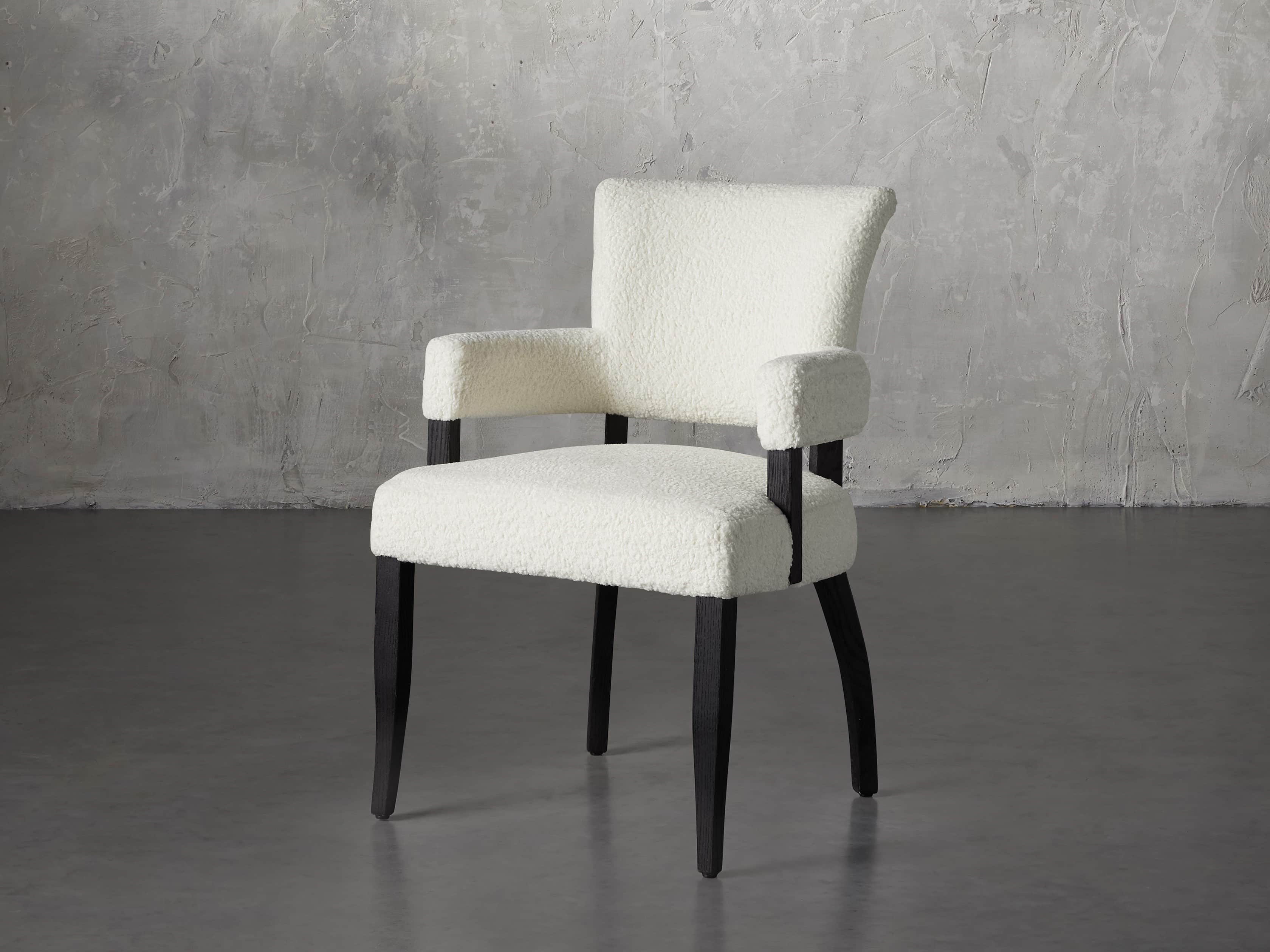 Fallyn 21" Dining Arm Chair in Faux Shearling