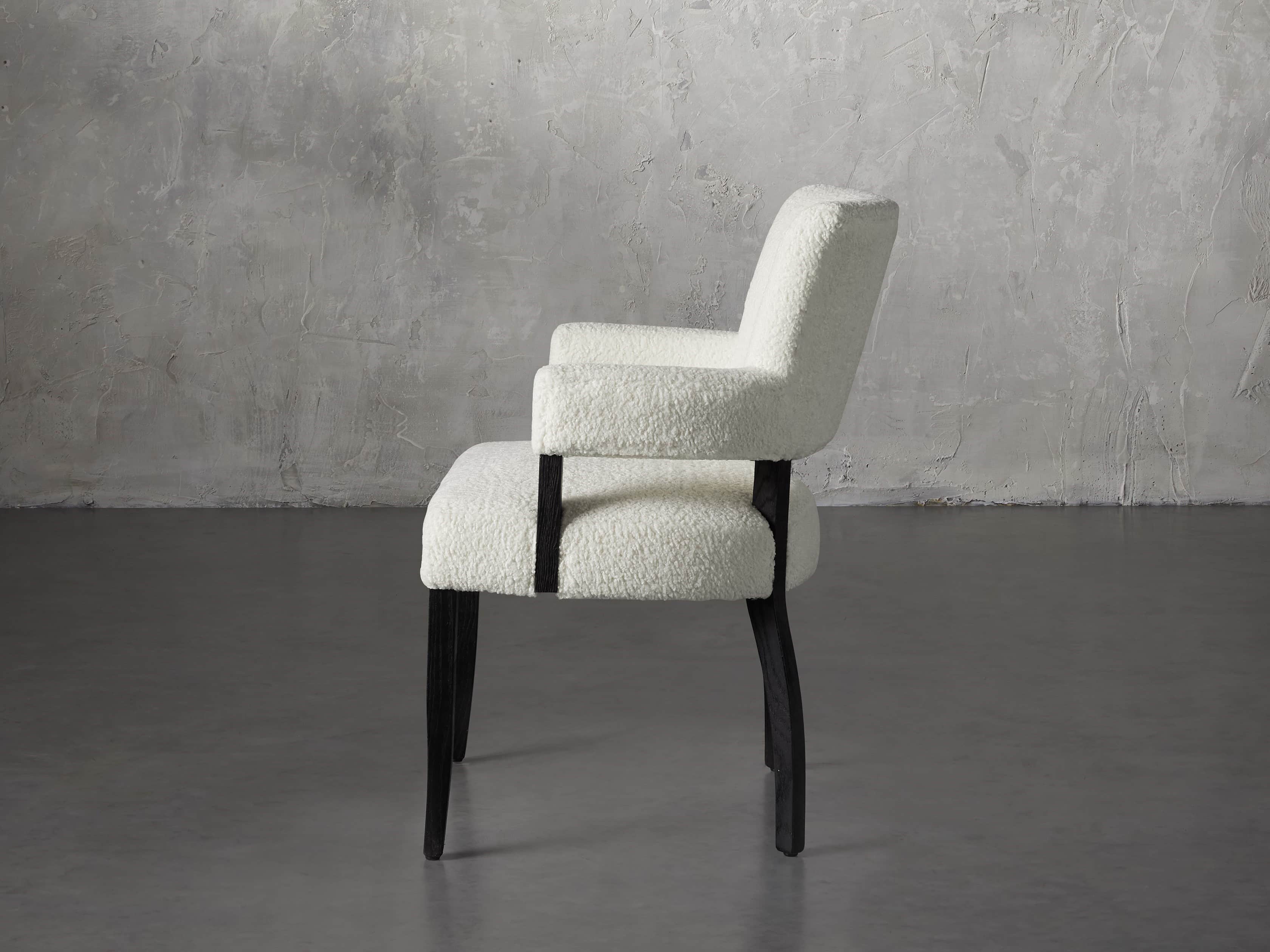 Fallyn 21" Dining Arm Chair in Faux Shearling