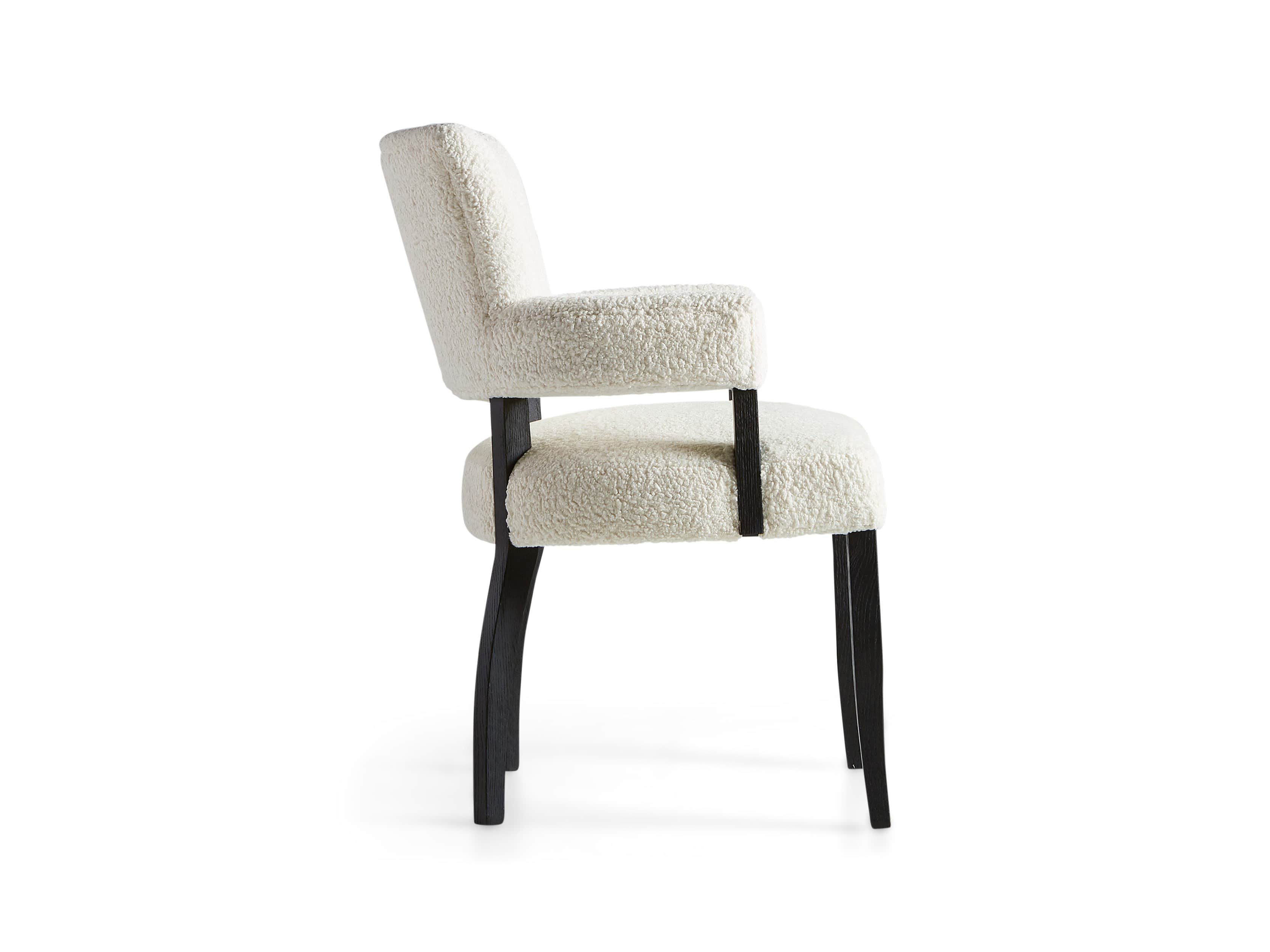 Fallyn 21" Dining Arm Chair in Faux Shearling