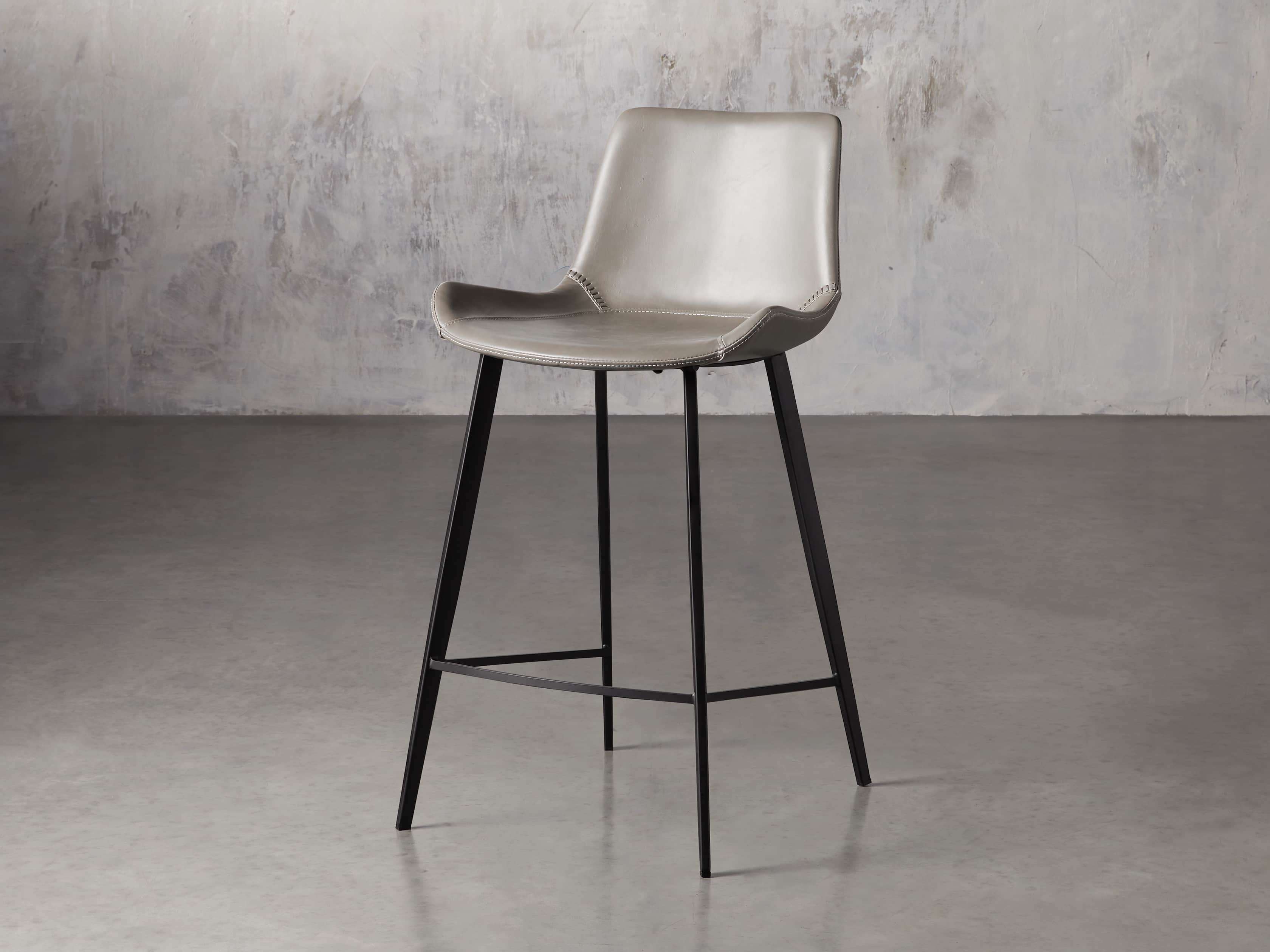 Gage Faux Leather Stool in Flint