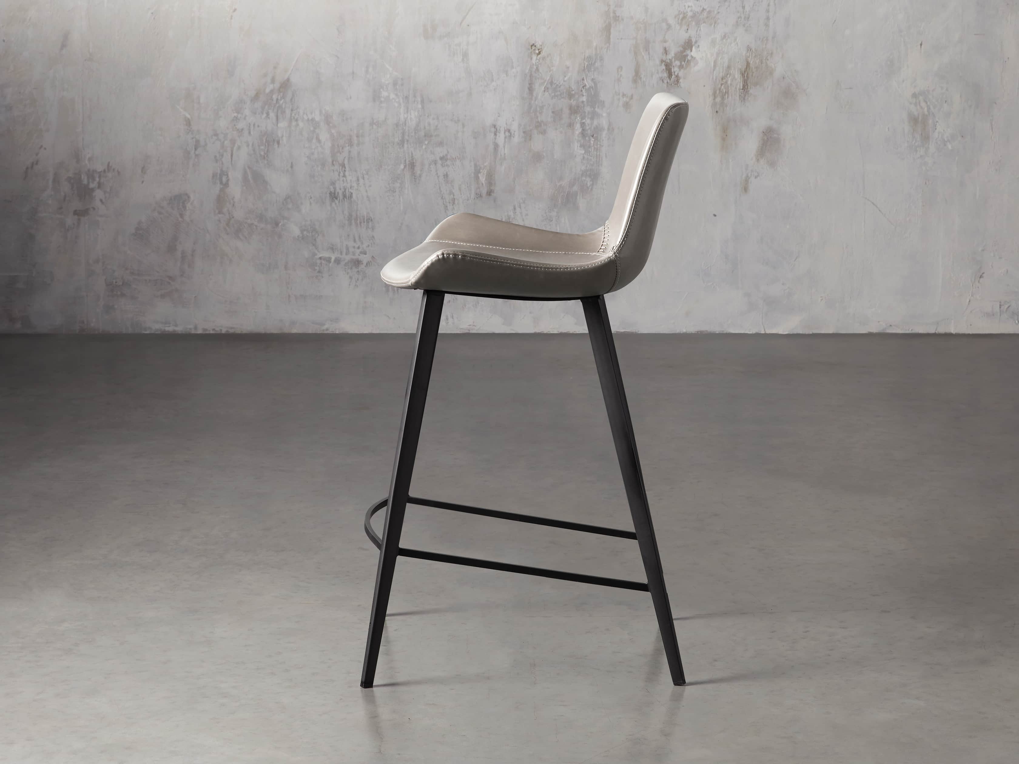 Gage Faux Leather Stool in Flint