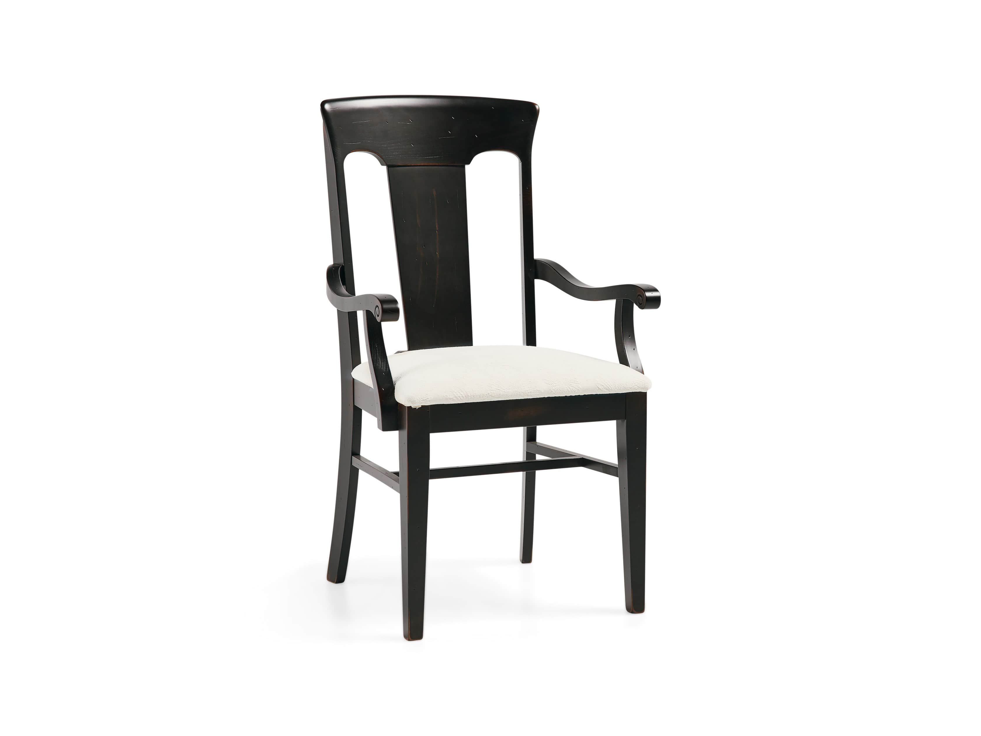 Holmes 22" Dining Arm Chair With Upholstered Seat In Aged Black, slide 3 of 7