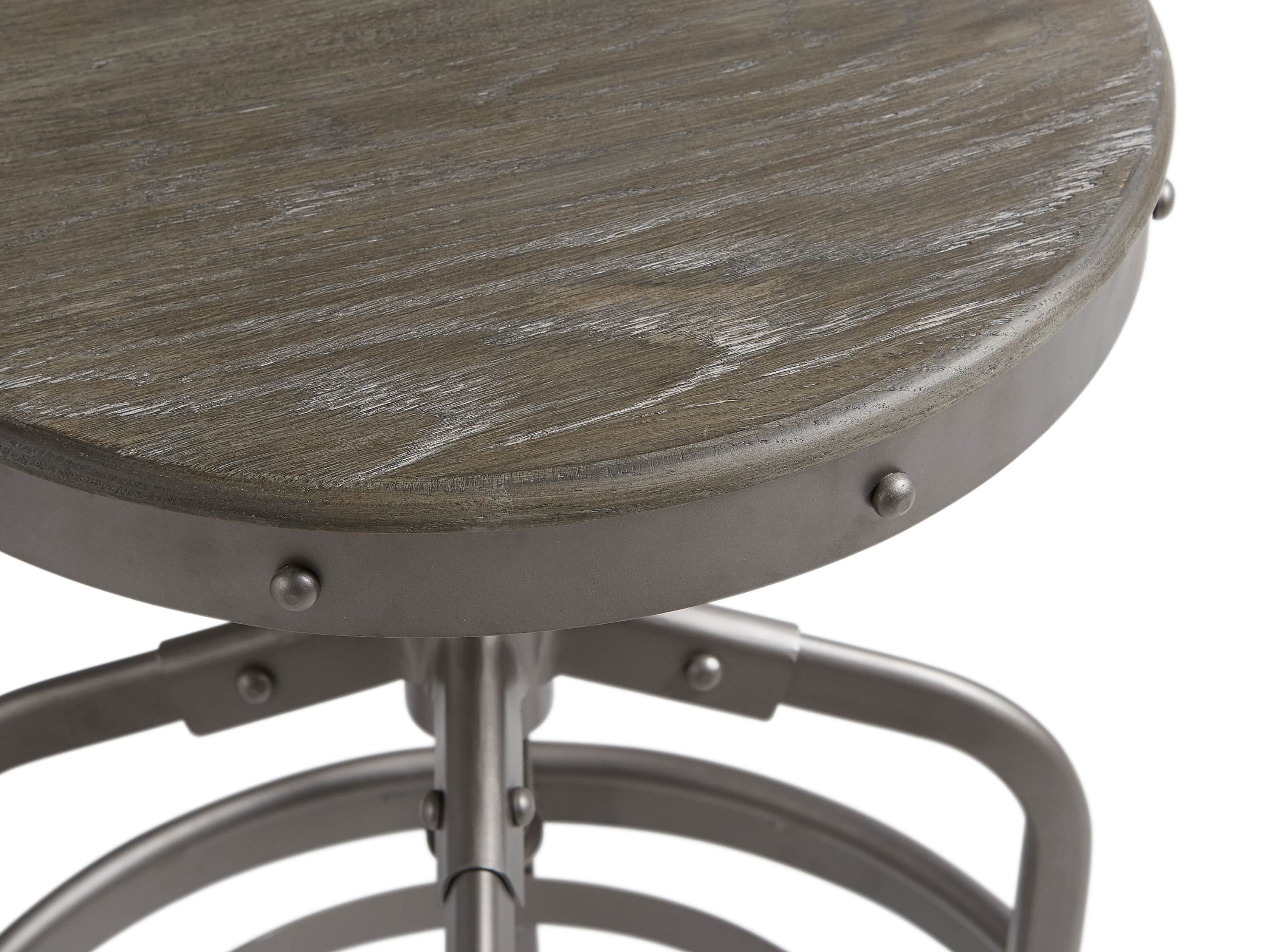 Industrial 19" Backless Stool in Metallic Grey and Silver Oak