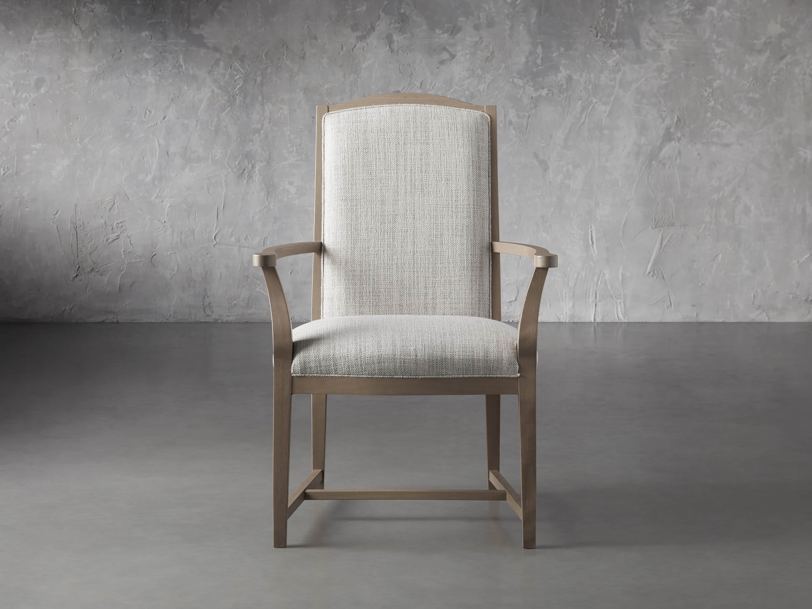 Isabella Dining Arm Chair In Antique Blonde Arhaus Isabella Dining Arm Chair In Antique, Padded Dining Arm Chairs