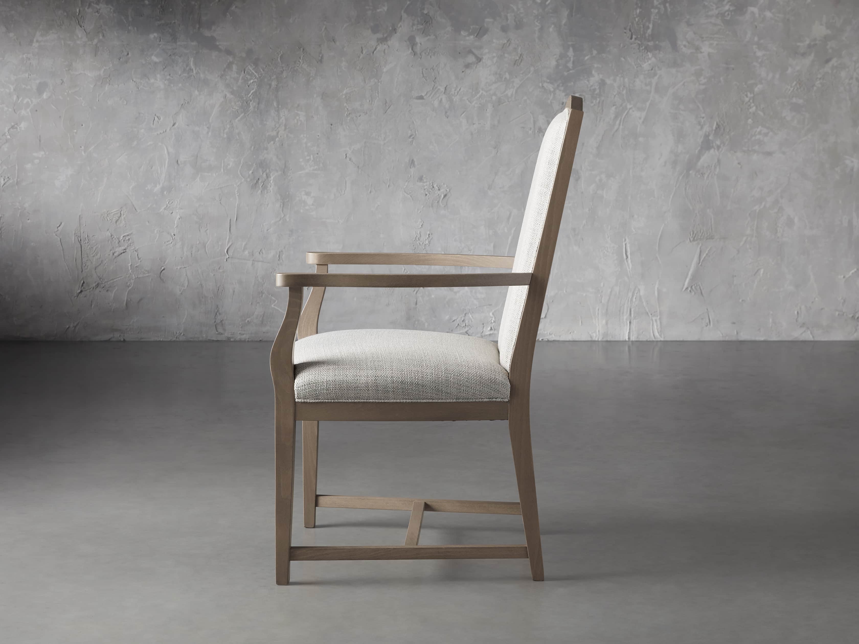 Isabella 24"Antique Blonde Dining Arm Chair in Tundra Cream, slide 3 of 7