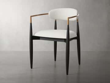 Jagger Dining Arm Chair in Black with Antique Brass
