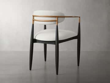 Jagger Dining Arm Chair in Black with Antique Brass