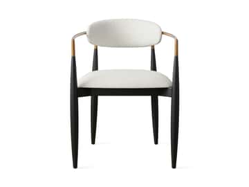 Jagger Dining Arm Chair in Black with Antique Brass