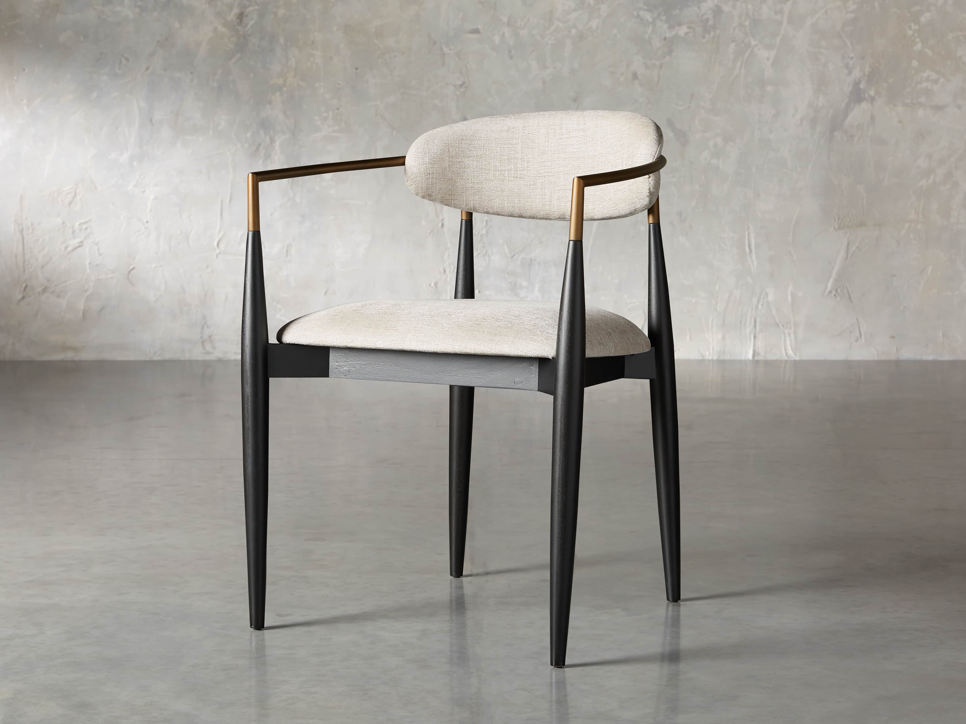 Jagger Dining Arm Chair in Black with Antique Brass