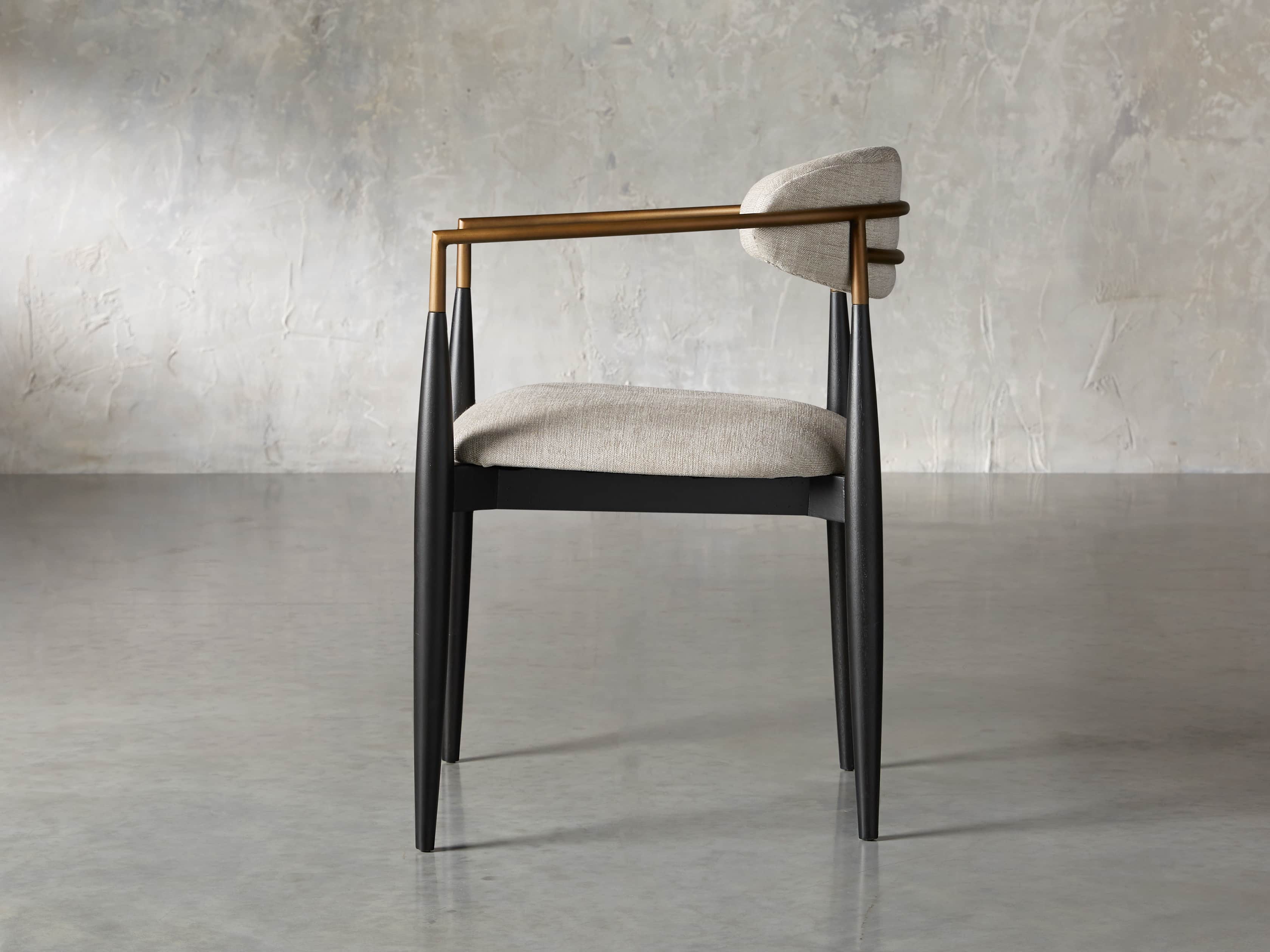 Jagger Dining Arm Chair in Black with Antique Brass