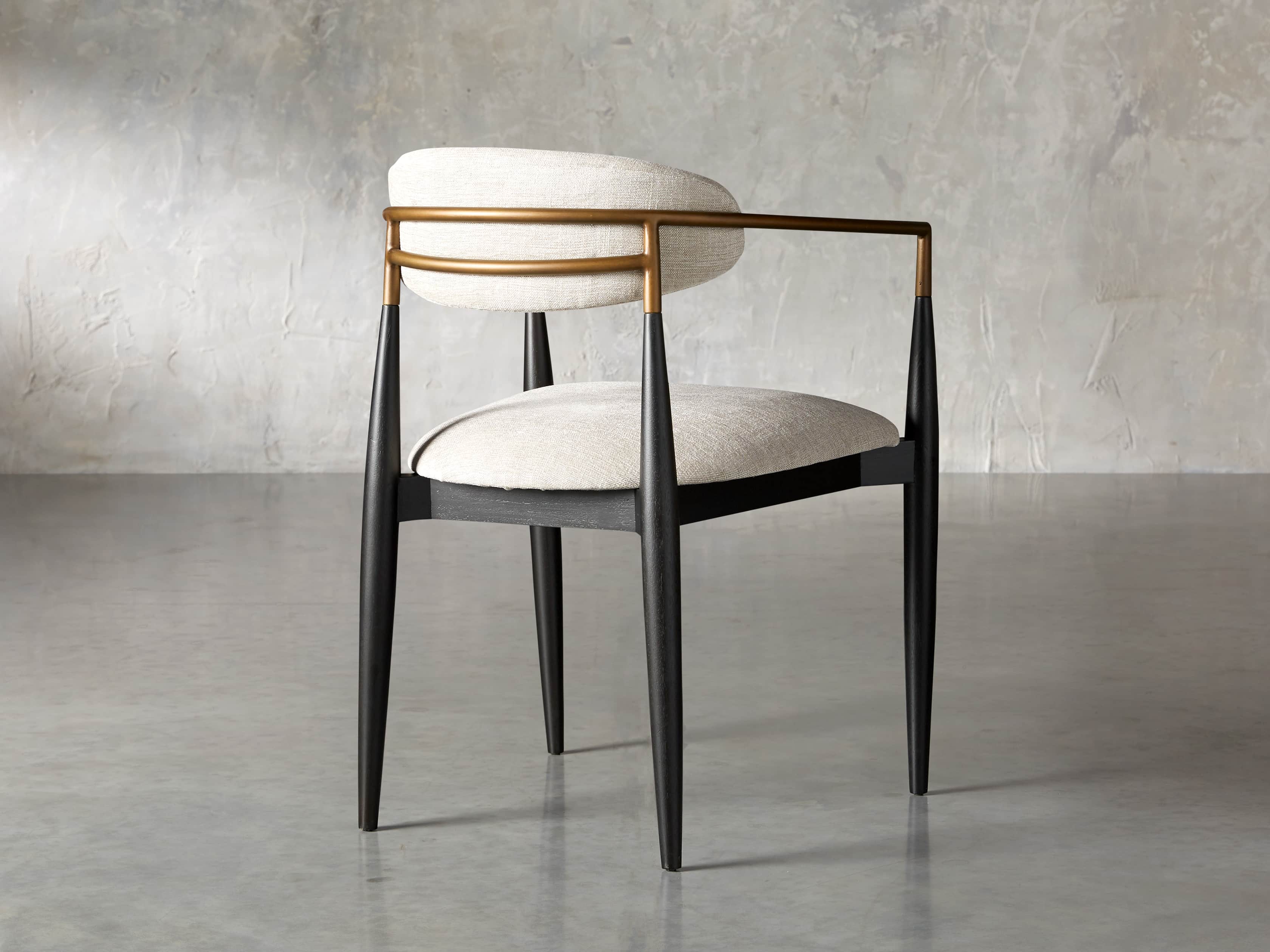 Jagger Dining Arm Chair in Black with Antique Brass