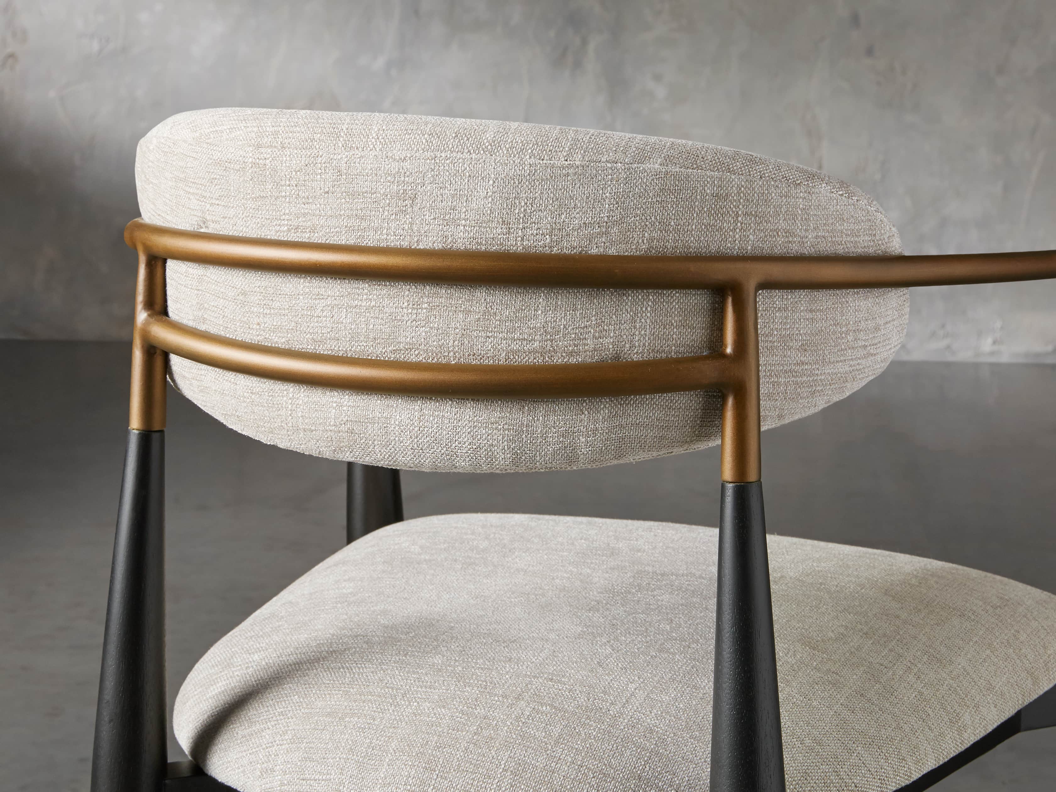 Jagger Dining Arm Chair in Black with Antique Brass
