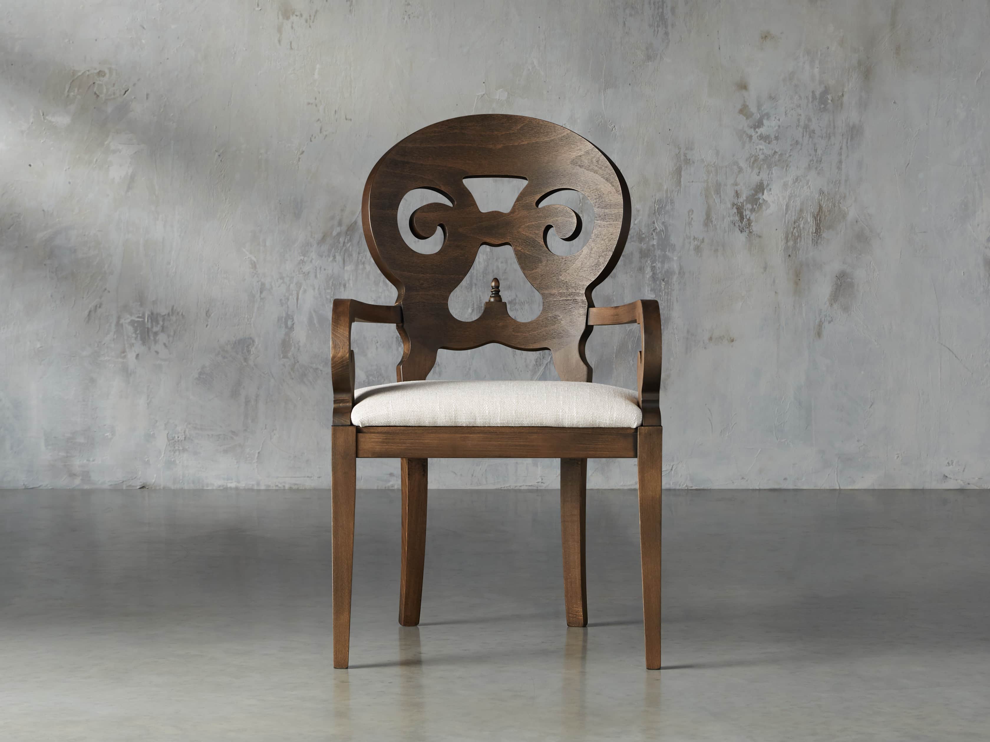Jordan 25" Dining Arm Chair Upholstered in Cinder