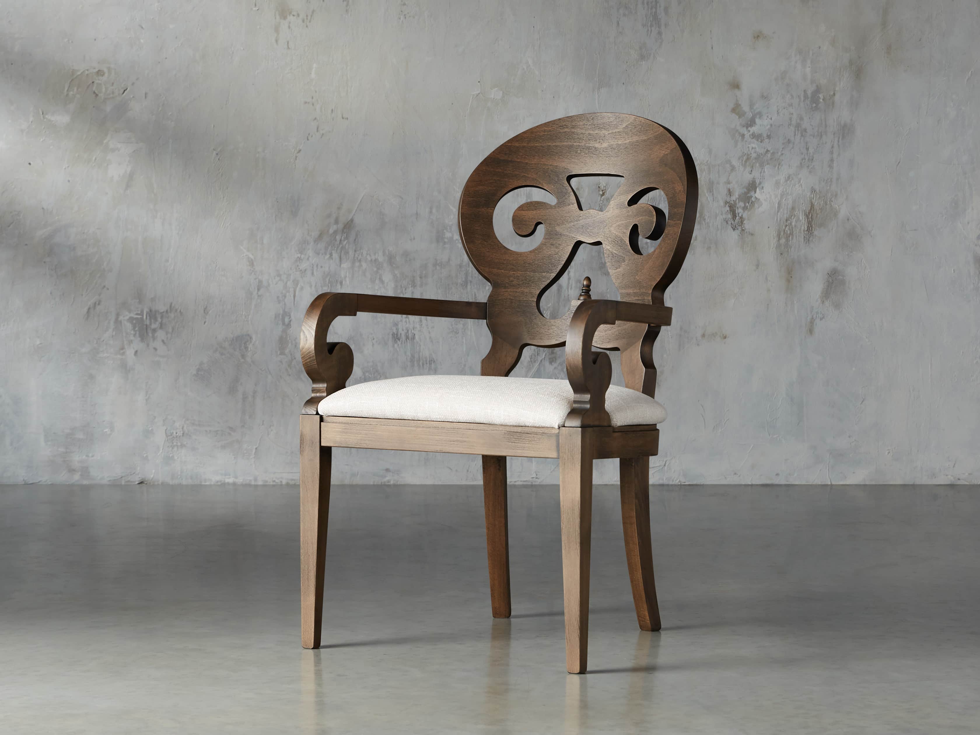 Jordan 25" Dining Arm Chair Upholstered in Cinder