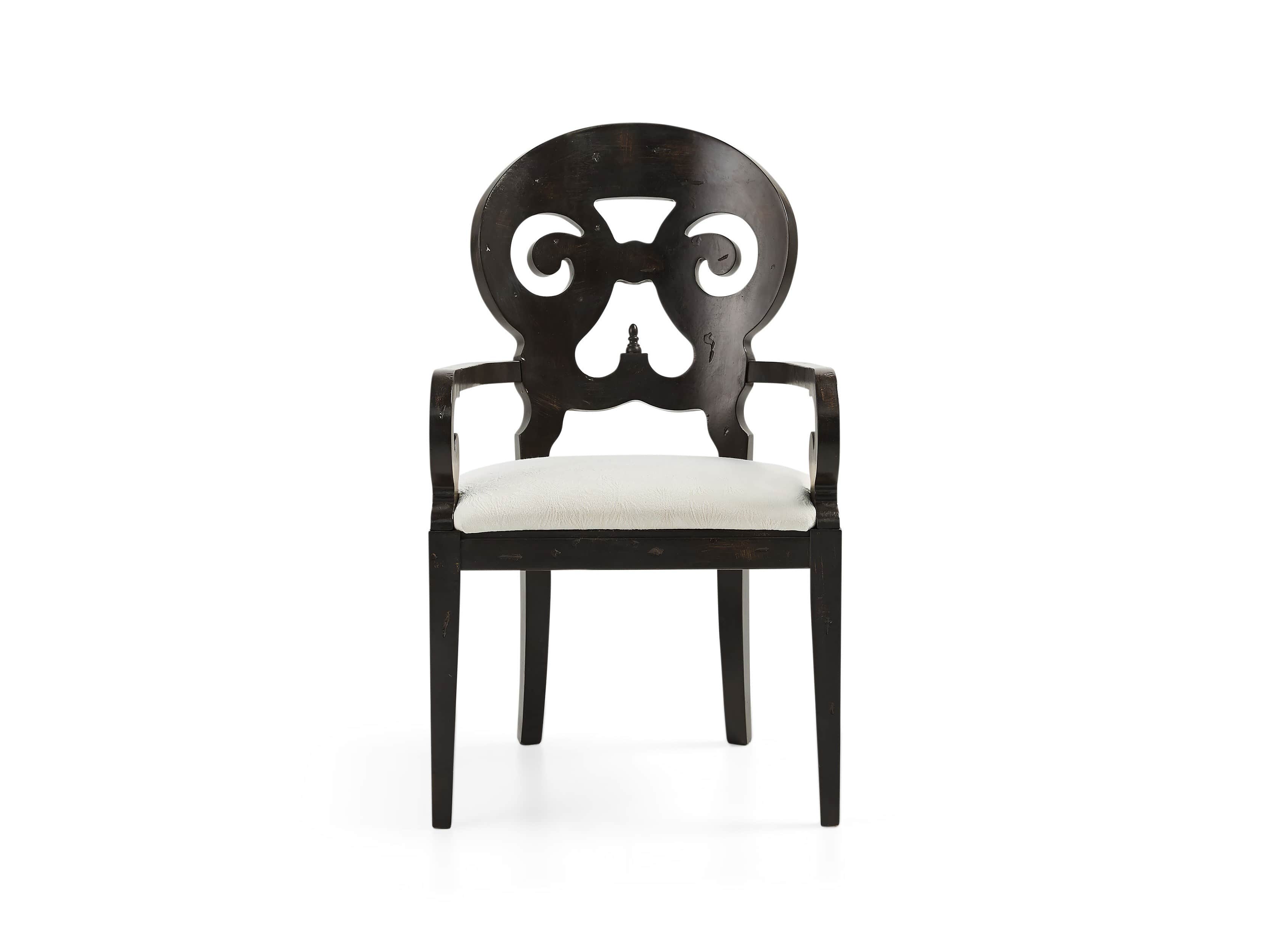 Jordan 25" Dining Arm Chair Upholstered in Worn Black