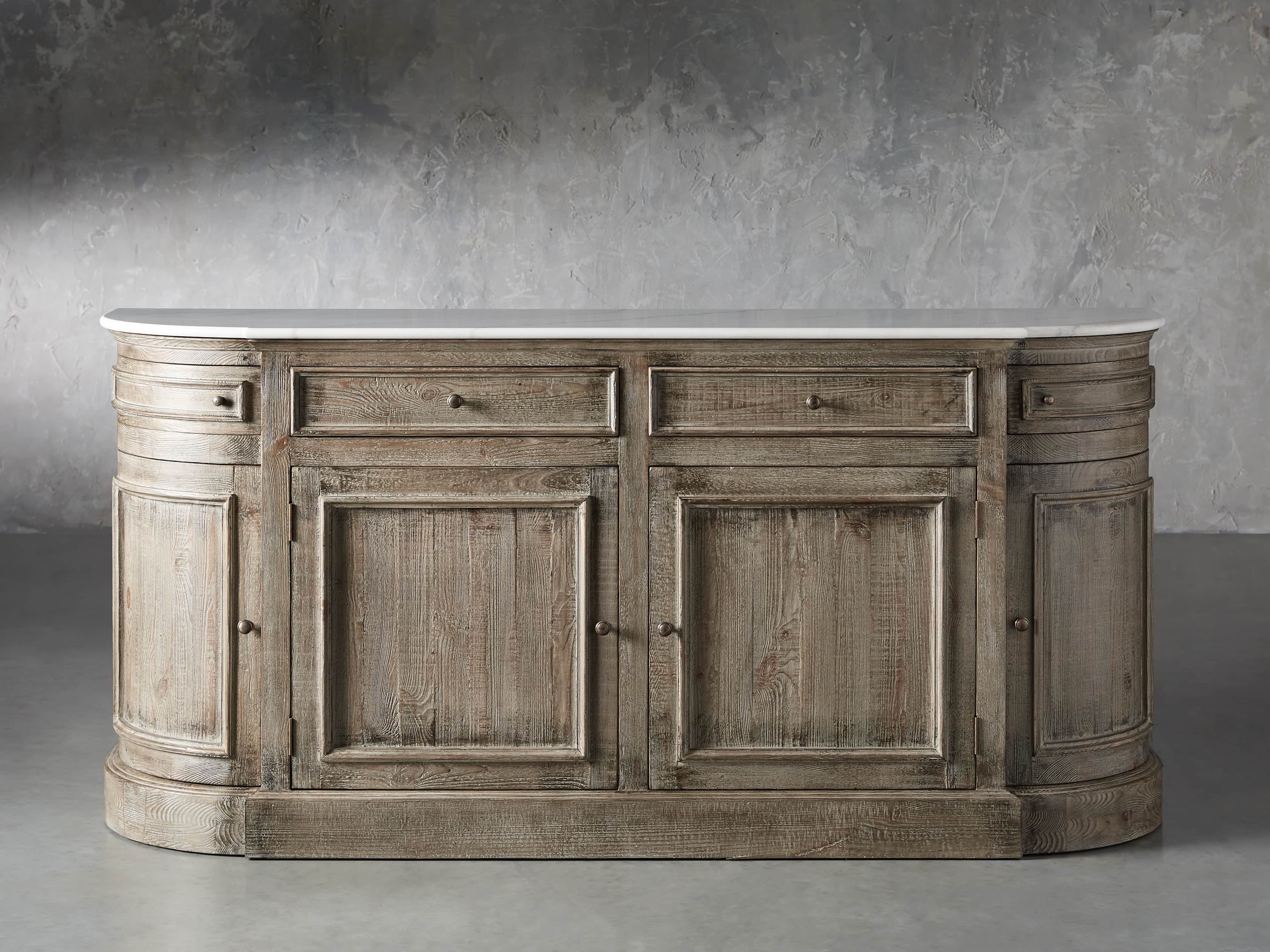 Kensington 75" Buffet with Marble Top in Earl Grey, slide 2 of 13