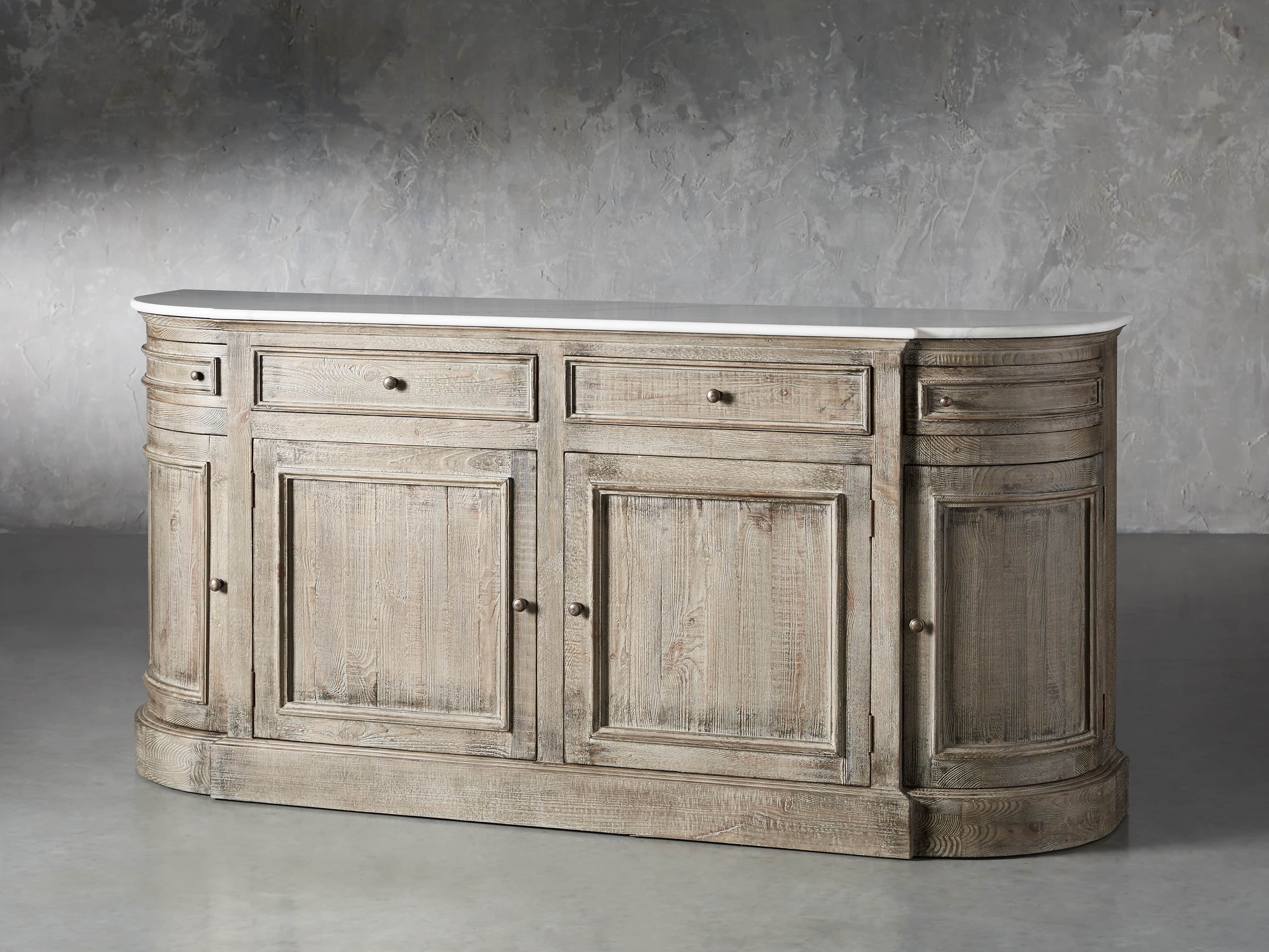Kensington 75" Buffet with Marble Top in Earl Grey, slide 3 of 13