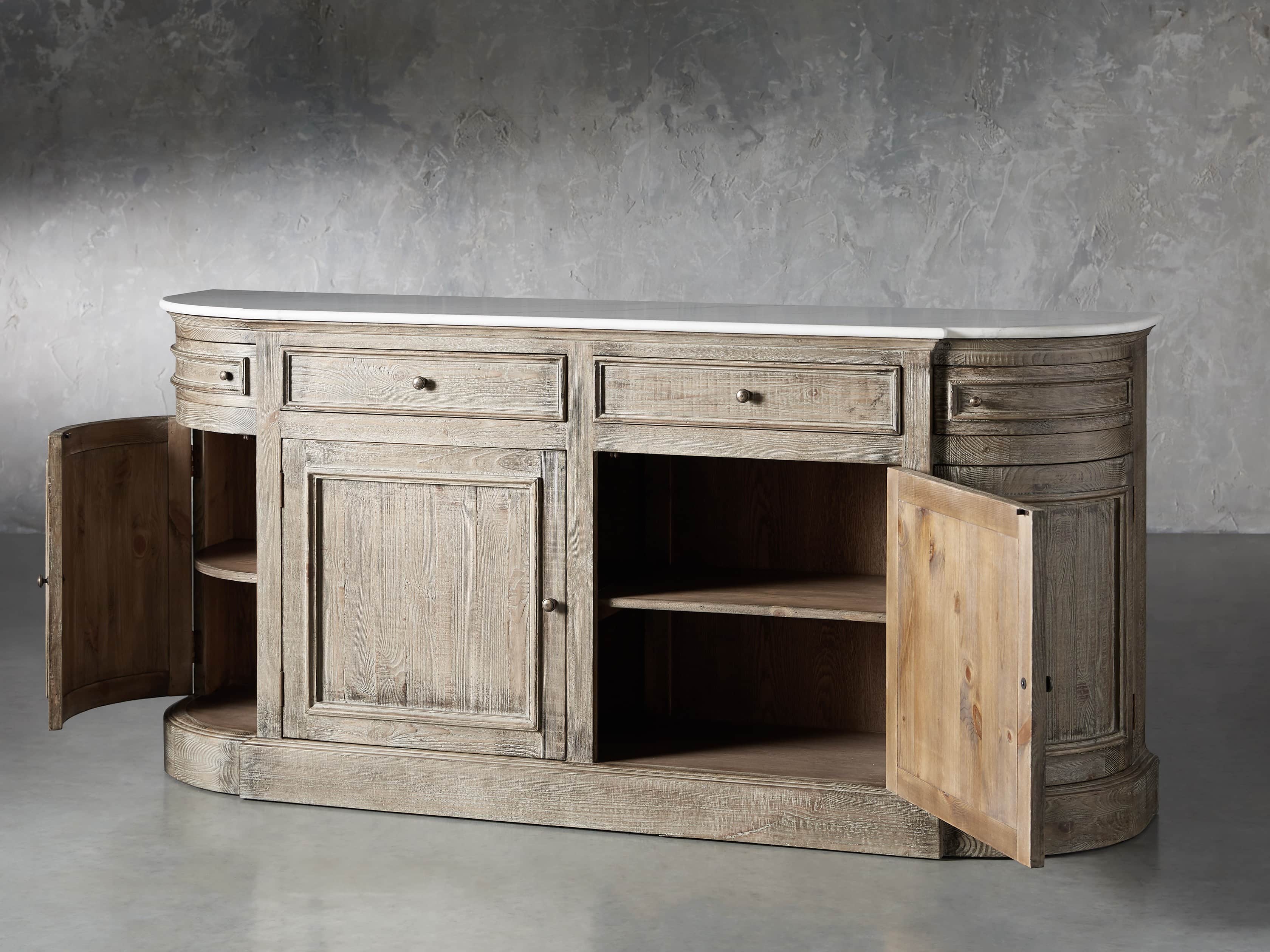 Kensington 75" Buffet with Marble Top in Earl Grey, slide 4 of 13