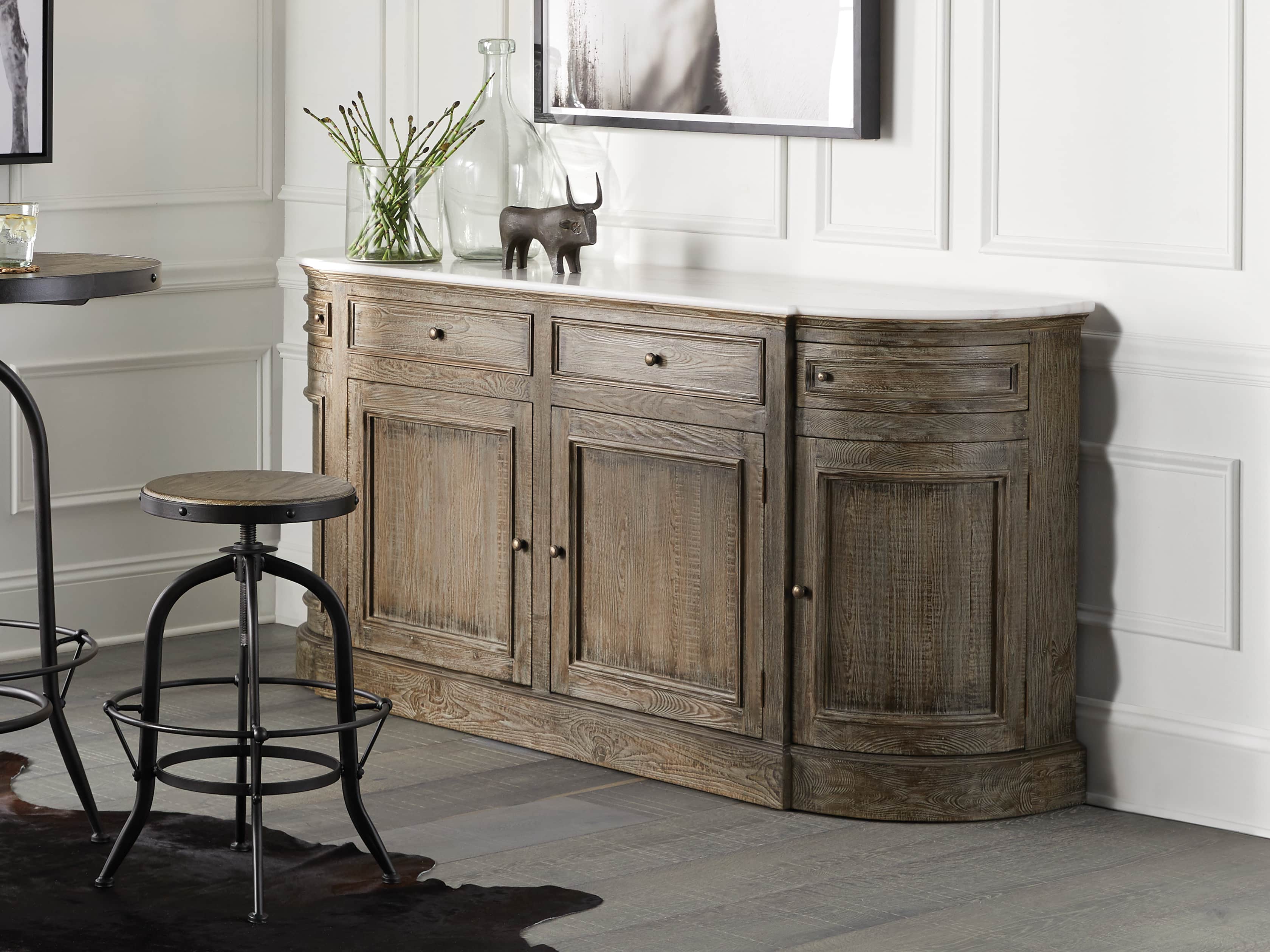 Kensington 75" Buffet with Marble Top in Earl Grey, slide 1 of 13