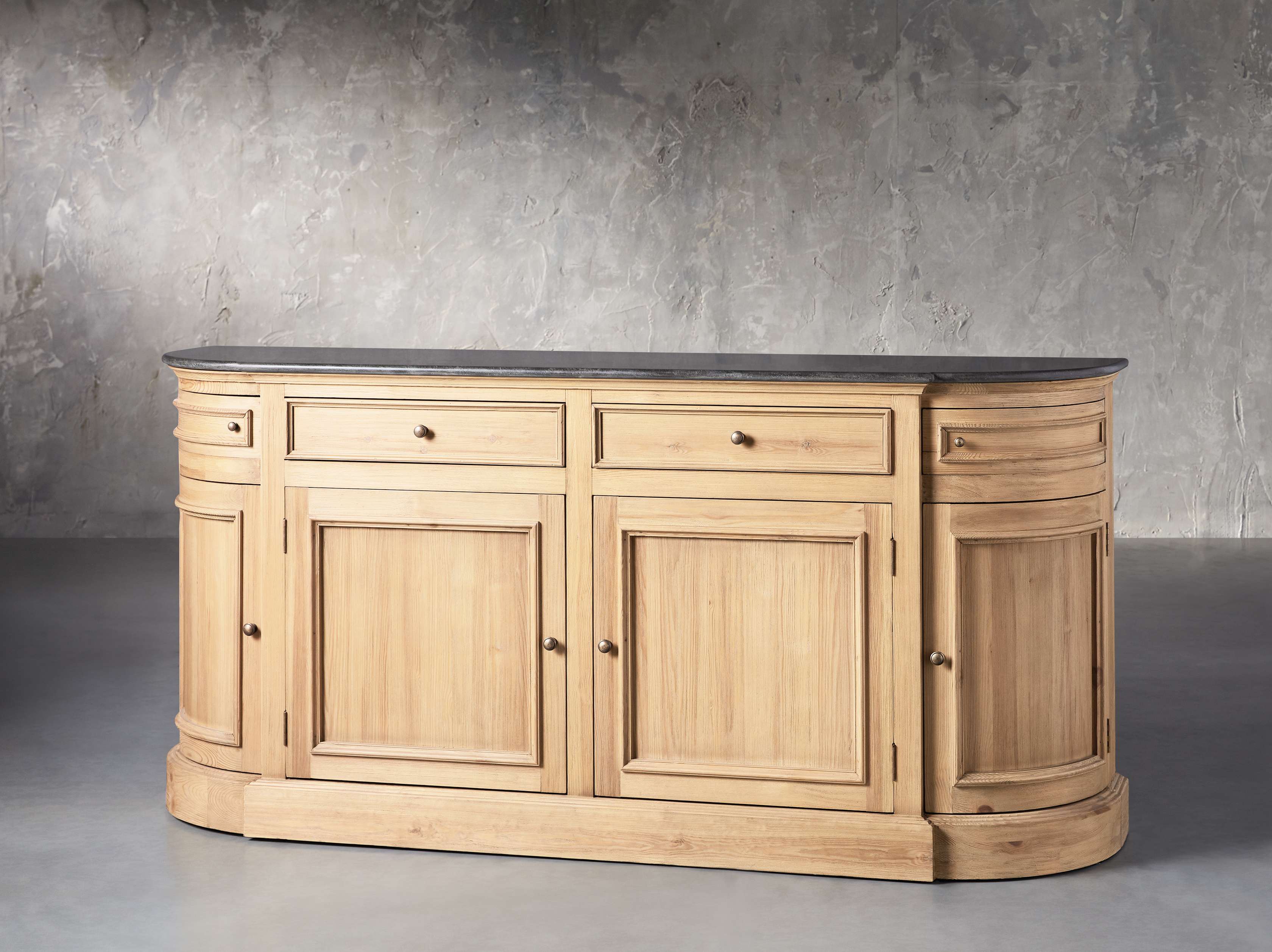 Kensington 75" Buffet with Bluestone Top in Honey, slide 2 of 5