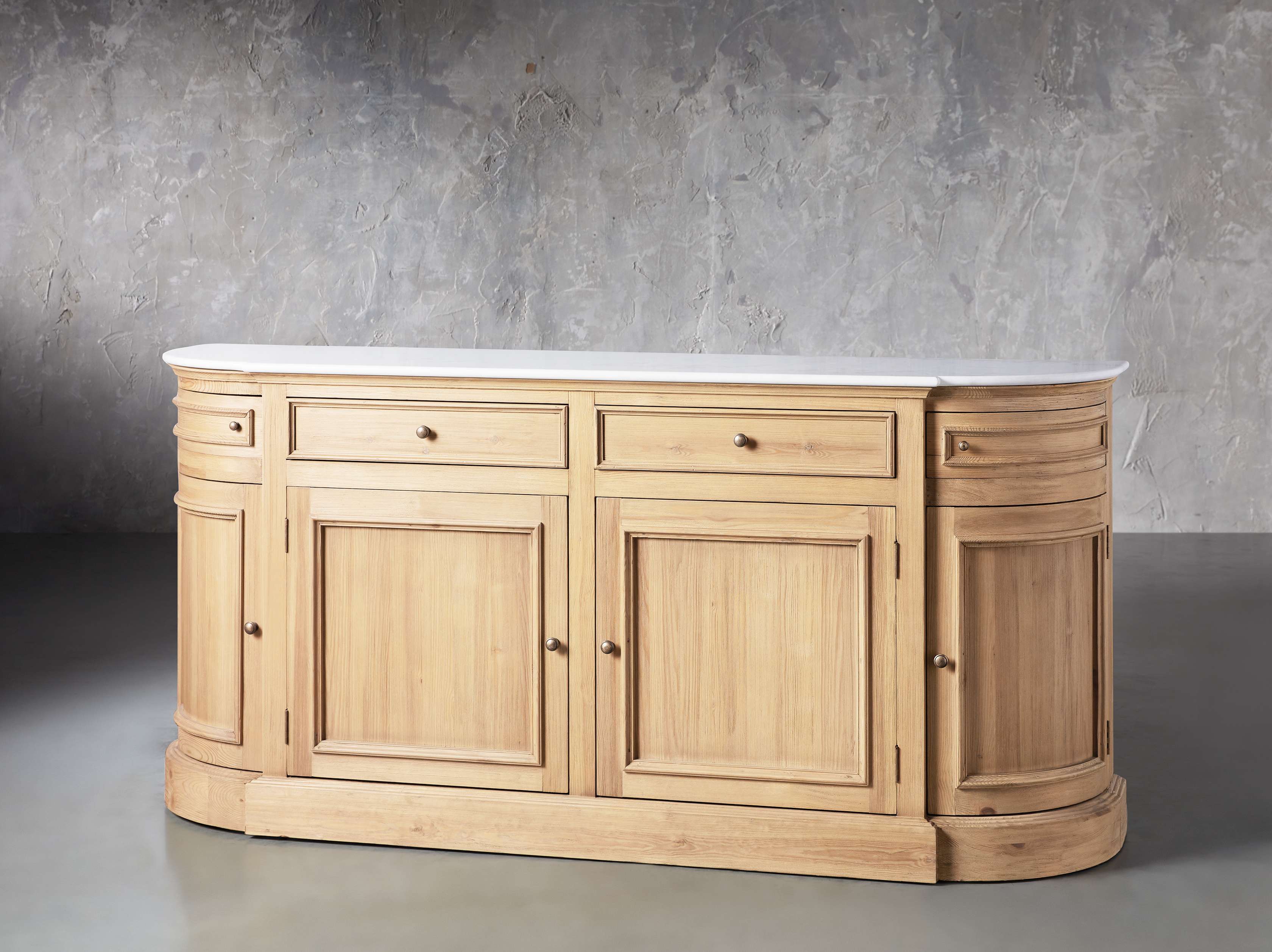 Kensington 75" Buffet with Marble Top in Honey, slide 2 of 5