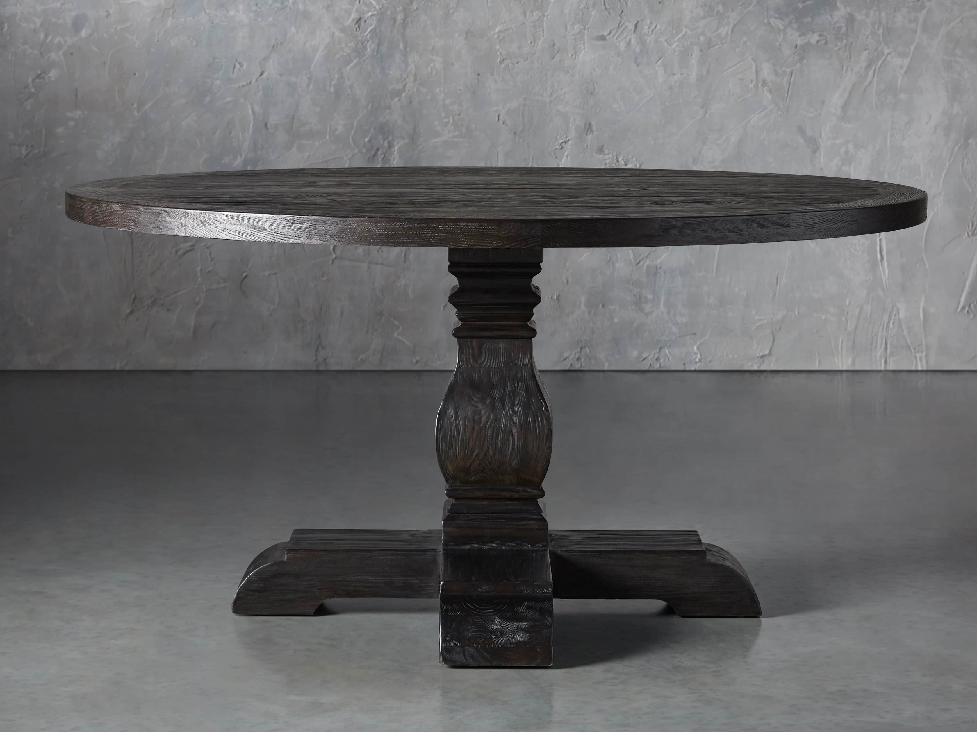 Kensington Round Dining Table Arhaus, Distressed Grey Wood Round Dining Table