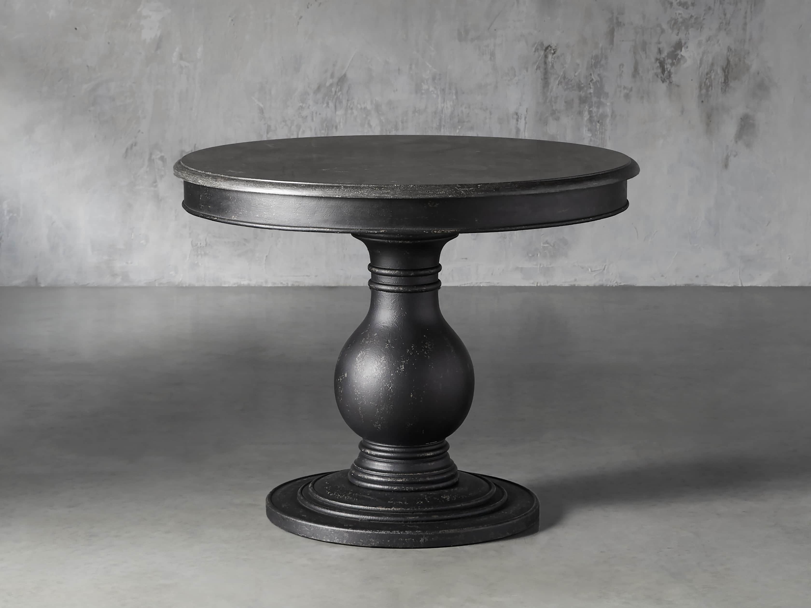 Luca 39" Round Pedestal Dining Table With Bluestone Top In Rustic Black