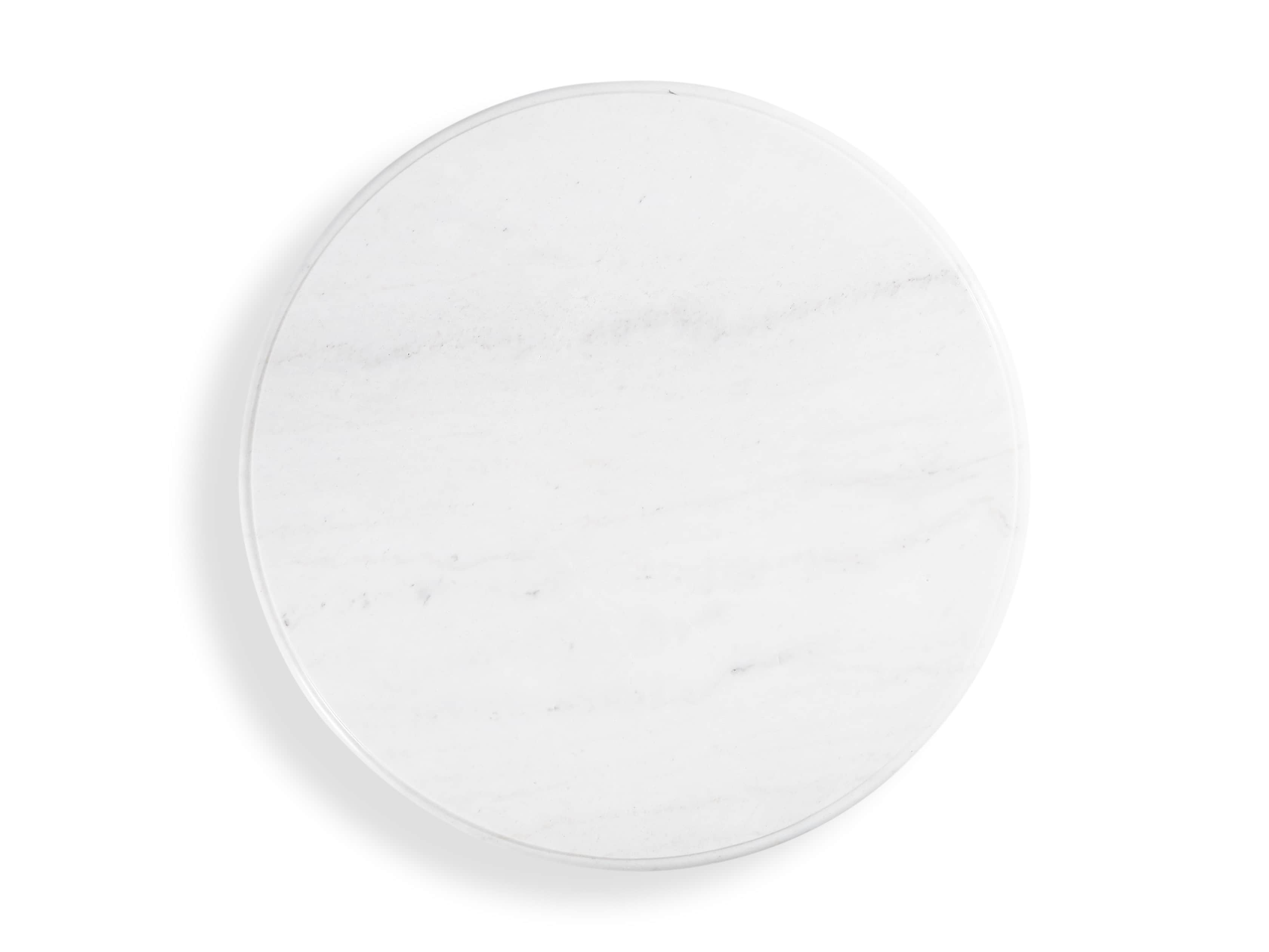 Luca 39" Round Dining Table with White Marble Top in Earl Black