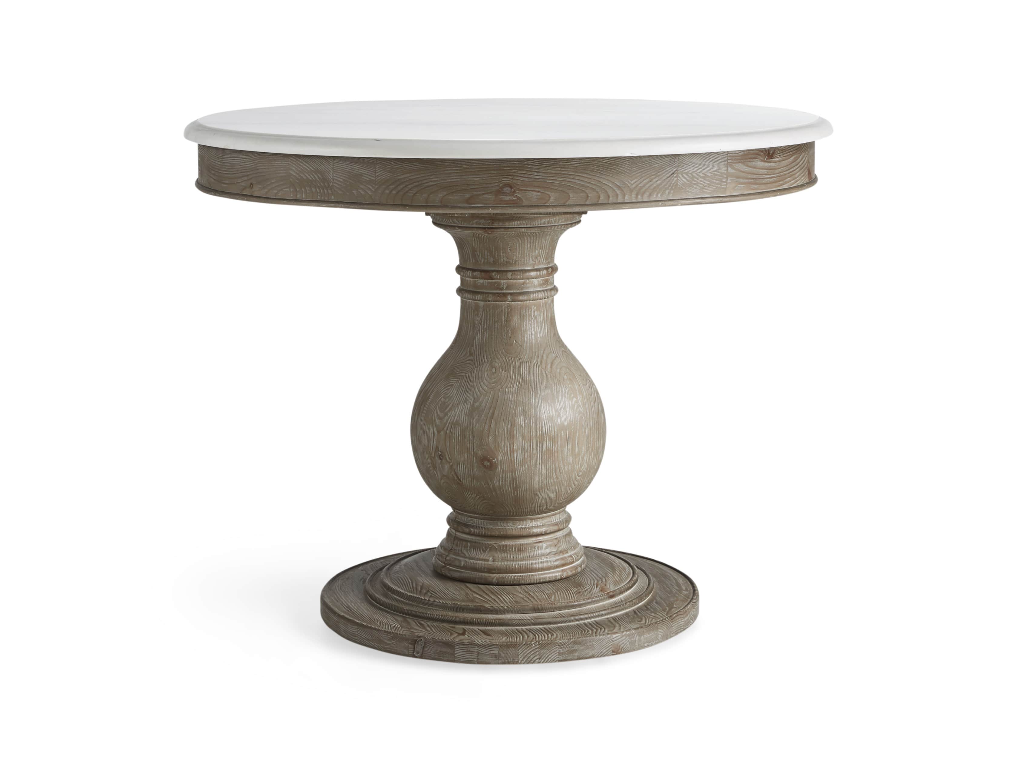 Luca 54" Round Dining Table with White Marble Top in Rustic Grey